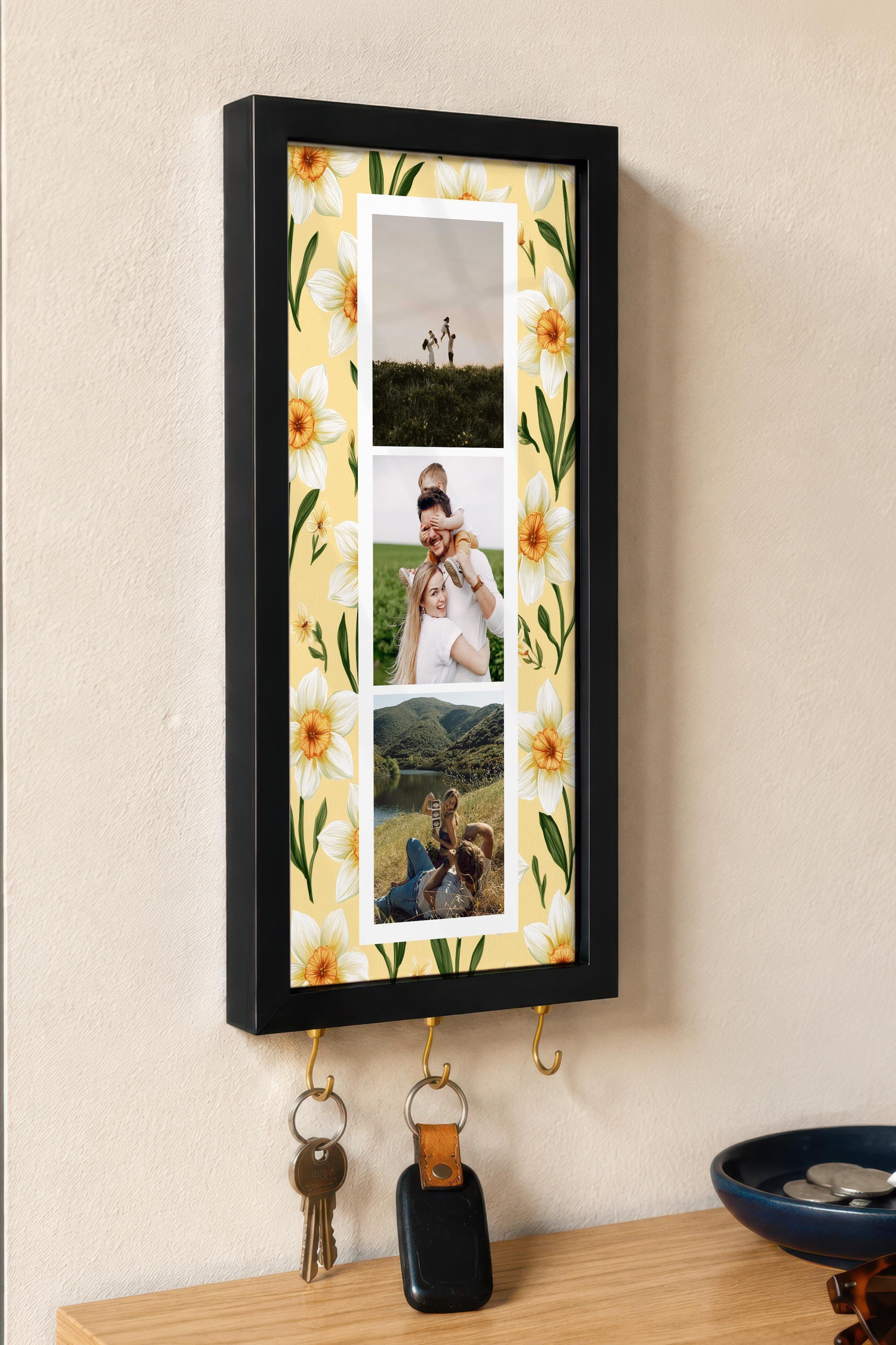 Kişiye Özel Tablo Anahtarlık, Photobooth Stili Siyah Fotoğraf Çerçevesi, Vintage Duvar Dekoru