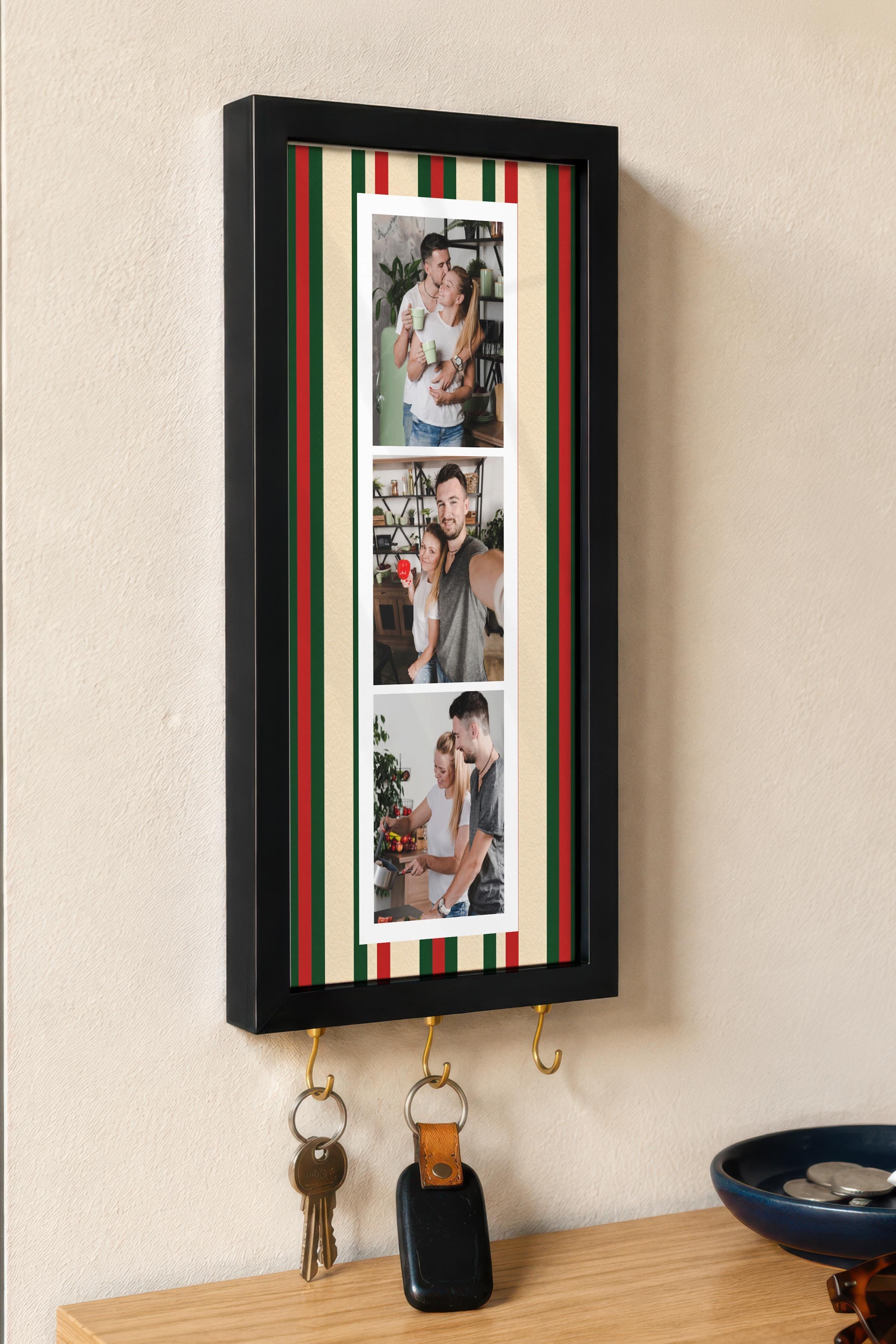 Kişiye Özel Tablo Anahtarlık, Photobooth Stili Siyah Fotoğraf Çerçevesi, Vintage Duvar Dekoru