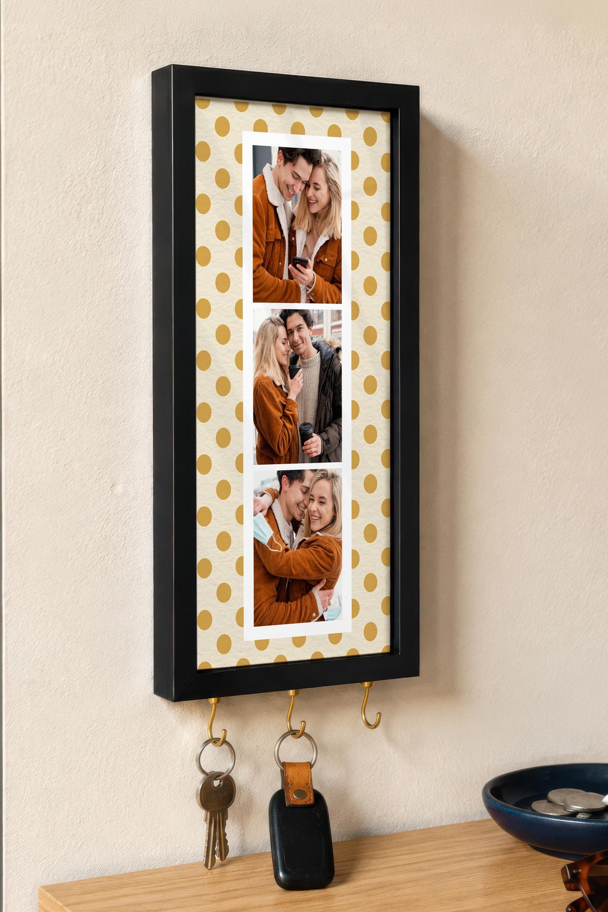 Kişiye Özel Tablo Anahtarlık, Photobooth Stili Siyah Fotoğraf Çerçevesi, Vintage Duvar Dekoru