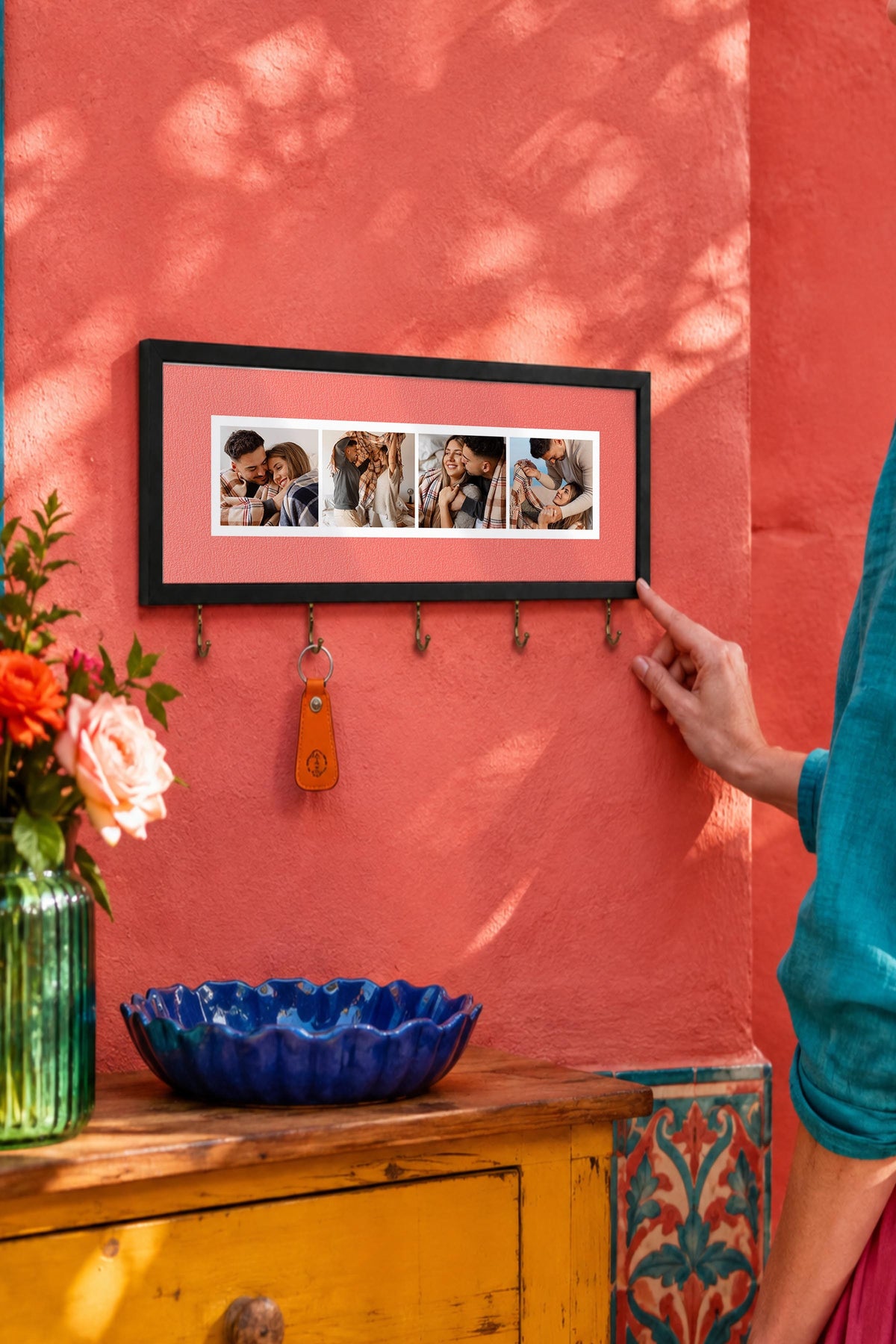 Kişiye Özel Tablo Anahtarlık, Photobooth Stili Siyah Fotoğraf Çerçevesi, Vintage Duvar Dekoru