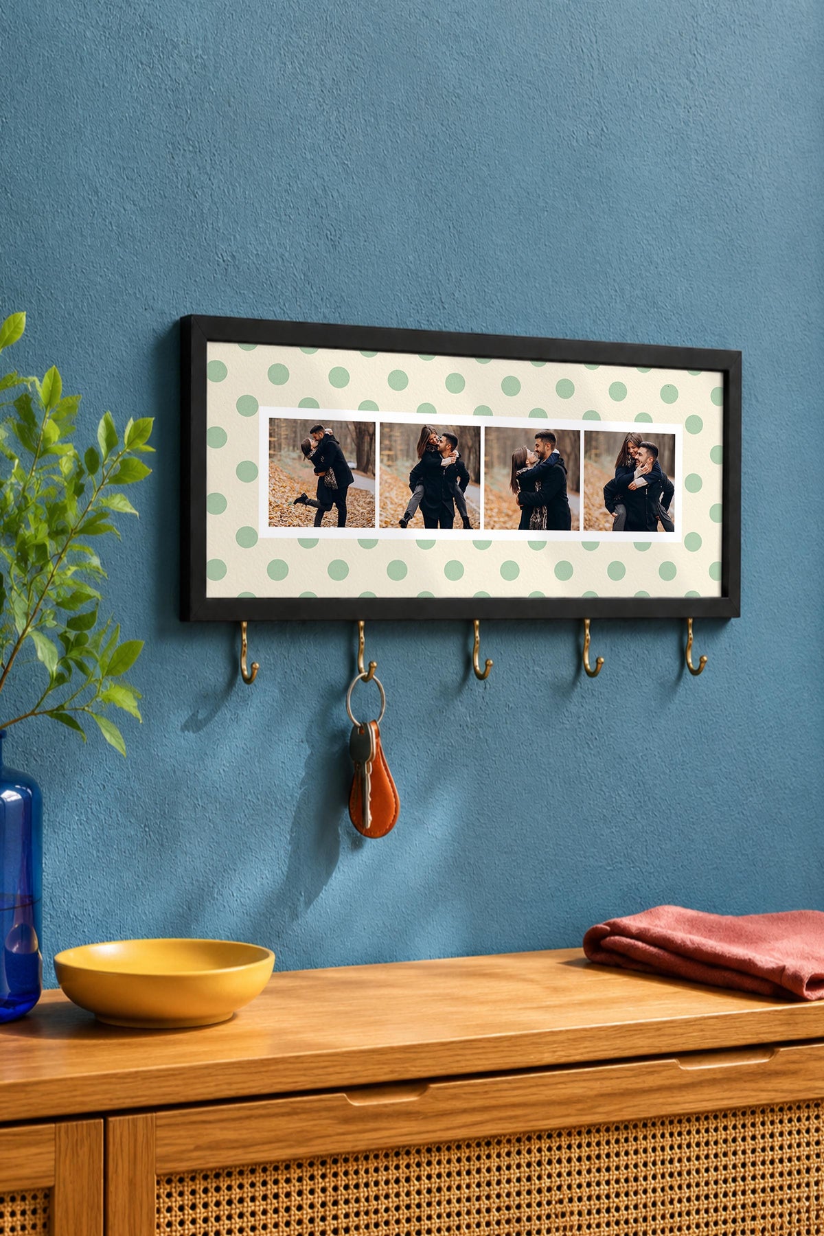 Kişiye Özel Tablo Anahtarlık, Photobooth Stili Siyah Fotoğraf Çerçevesi, Vintage Duvar Dekoru