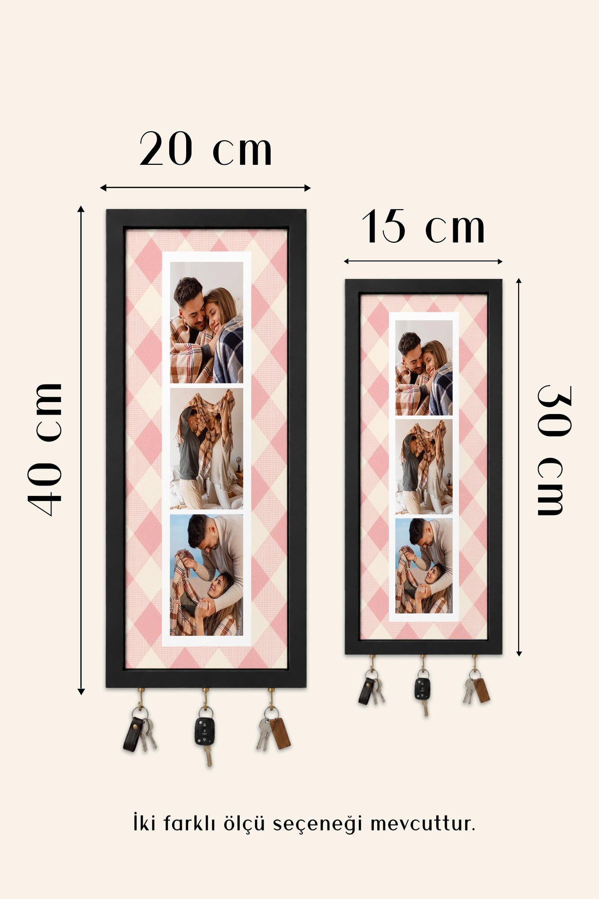 Kişiye Özel Tablo Anahtarlık, Photobooth Stili Siyah Fotoğraf Çerçevesi, Vintage Duvar Dekoru