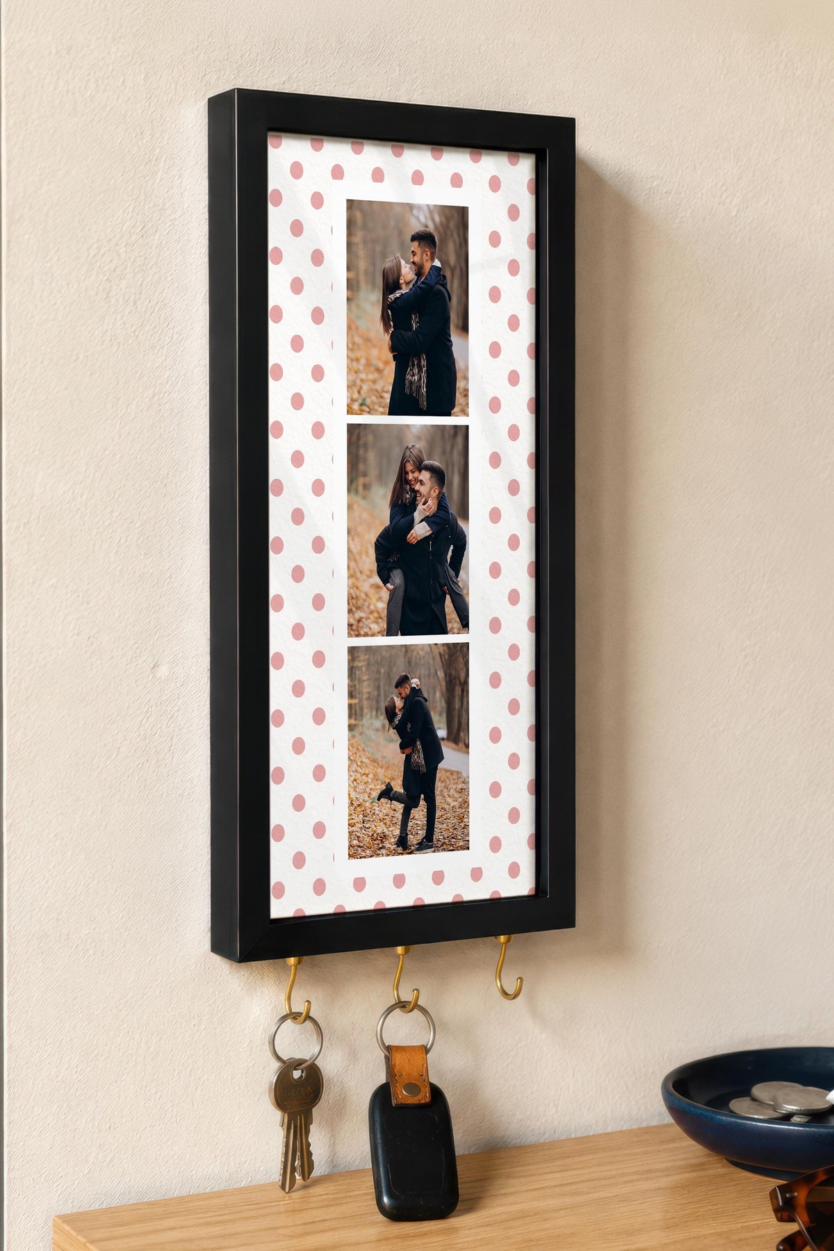 Kişiye Özel Tablo Anahtarlık, Photobooth Stili Siyah Fotoğraf Çerçevesi, Vintage Duvar Dekoru