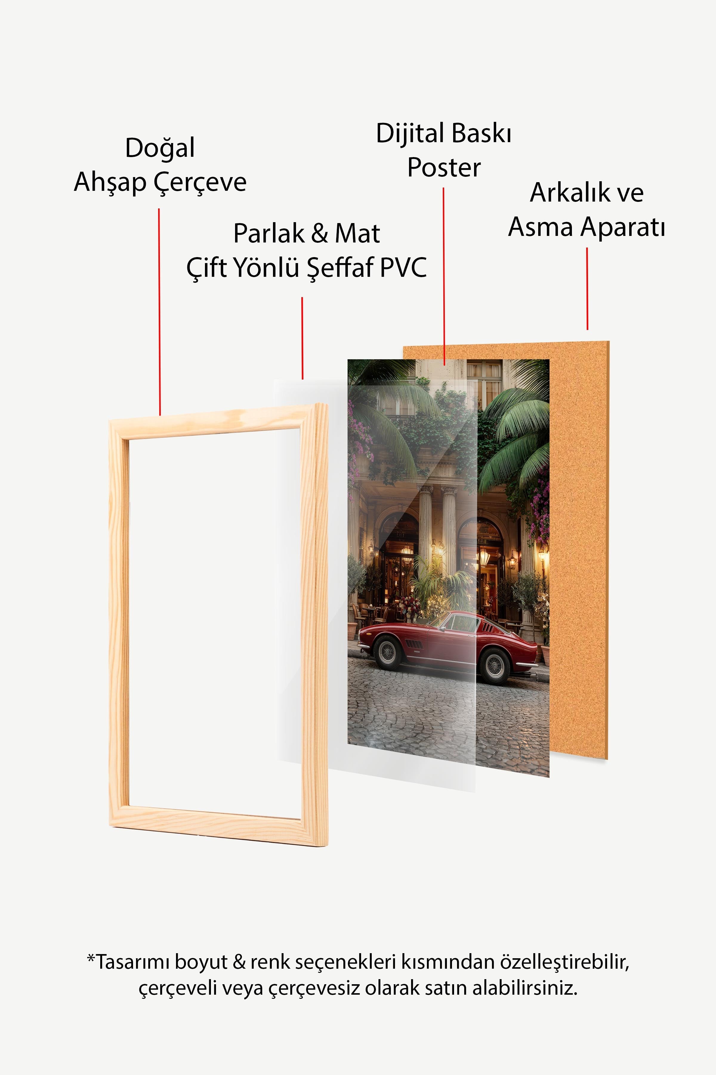 Klasik Araba Posteri, Ahşap Çerçeveli Poster, Old Money Serisi, NO:113126