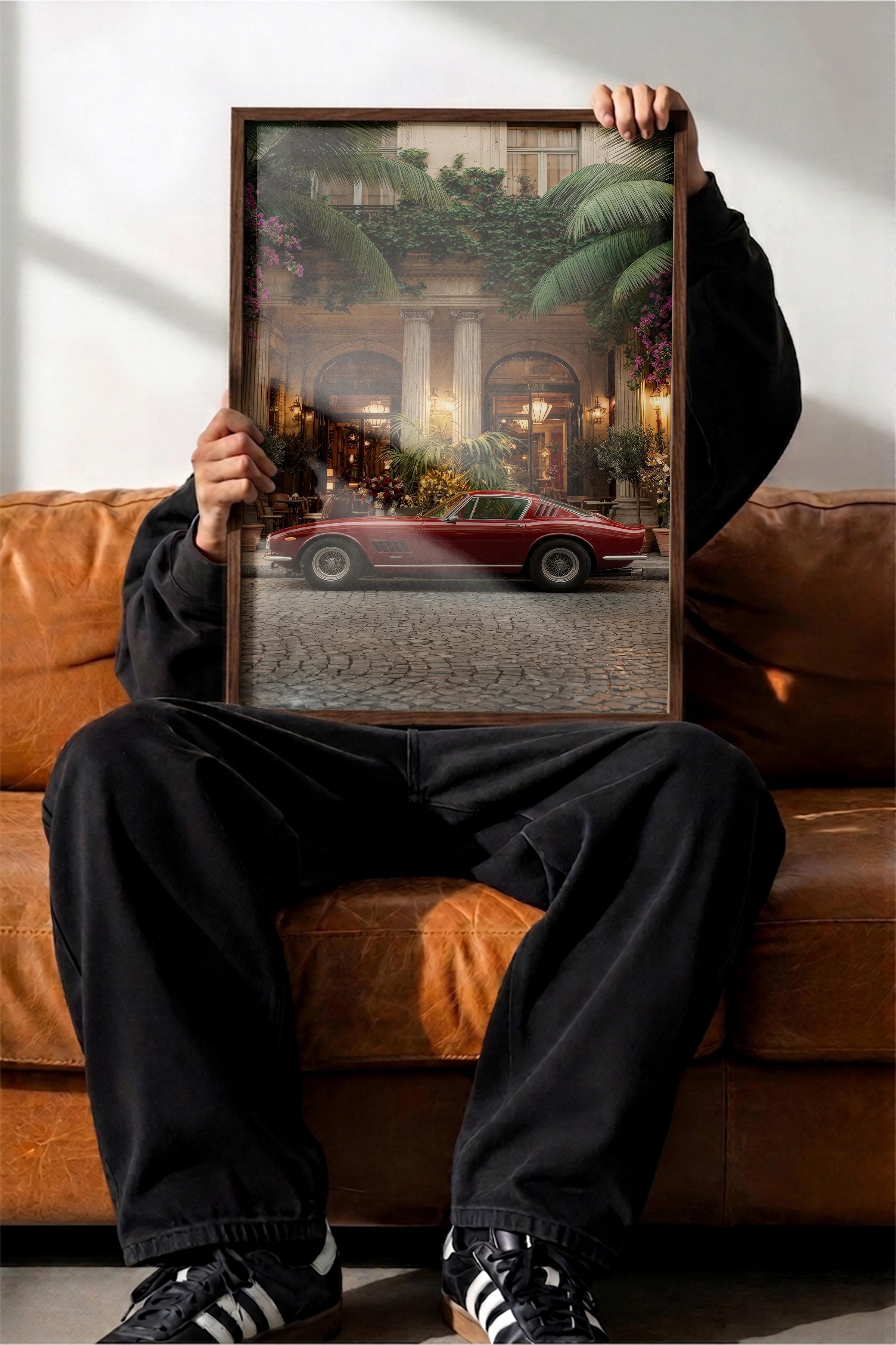 Klasik Araba Posteri, Kahverengi Çerçeveli Poster, Old Money Serisi, NO:113126
