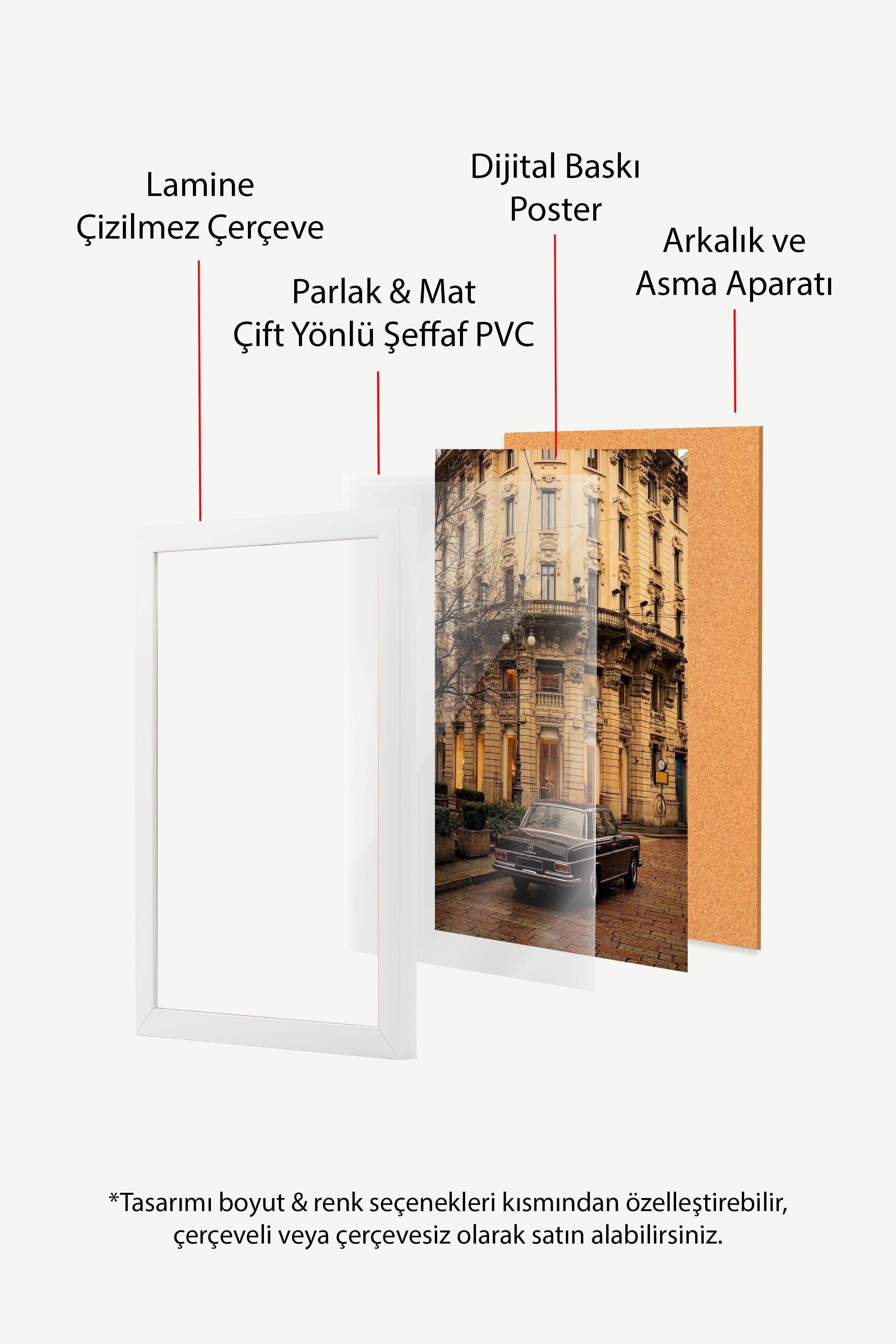 Klasik Araba ve Bina Posteri, Beyaz Çerçeveli Poster, Old Money Serisi, NO:113176