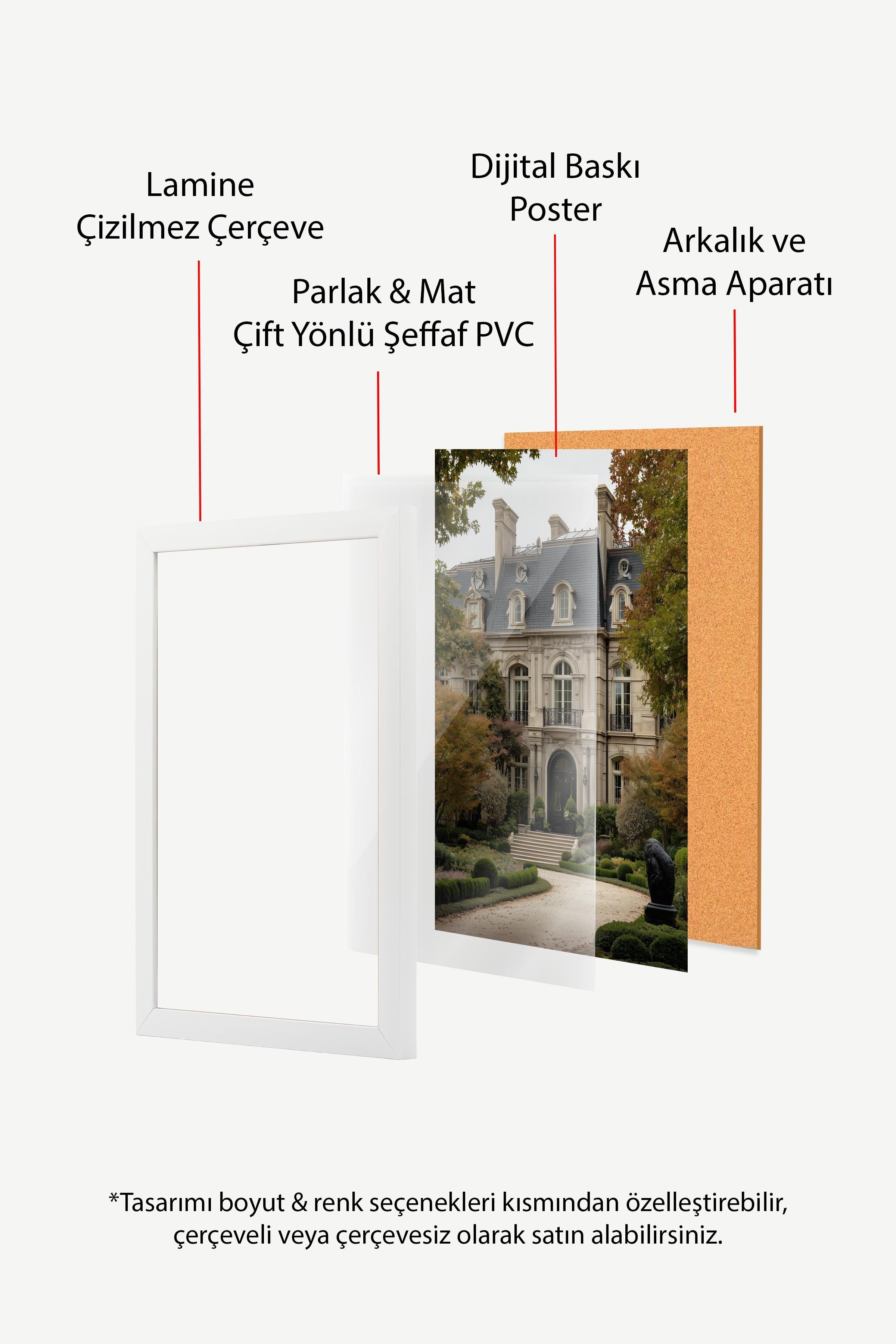 Klasik Bina Posteri, Beyaz Çerçeveli Poster, Old Money Serisi, NO:113220