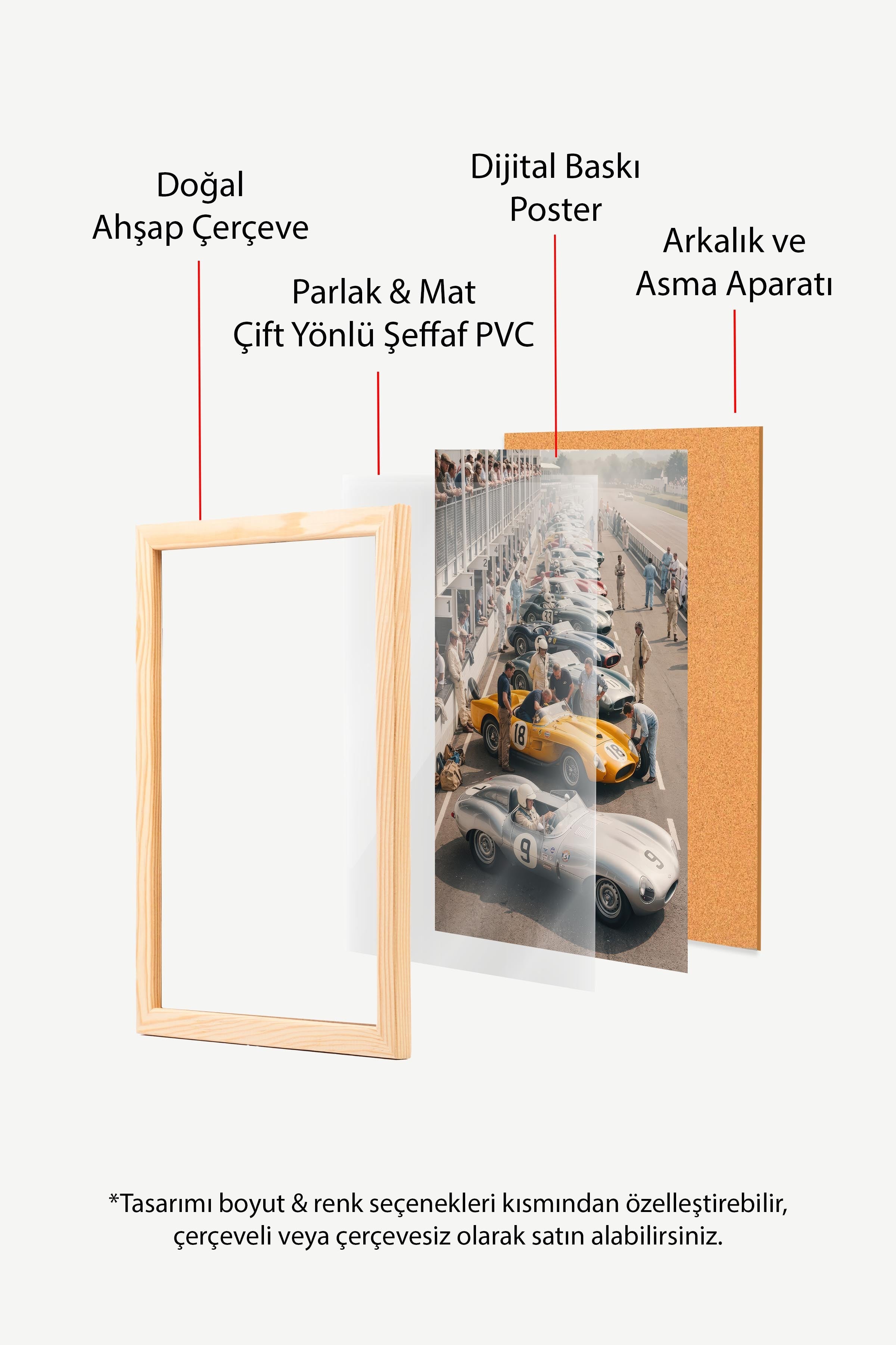 Klasik Yarış Arabaları Posteri, Ahşap Çerçeveli Poster, Old Money Serisi, NO:113132