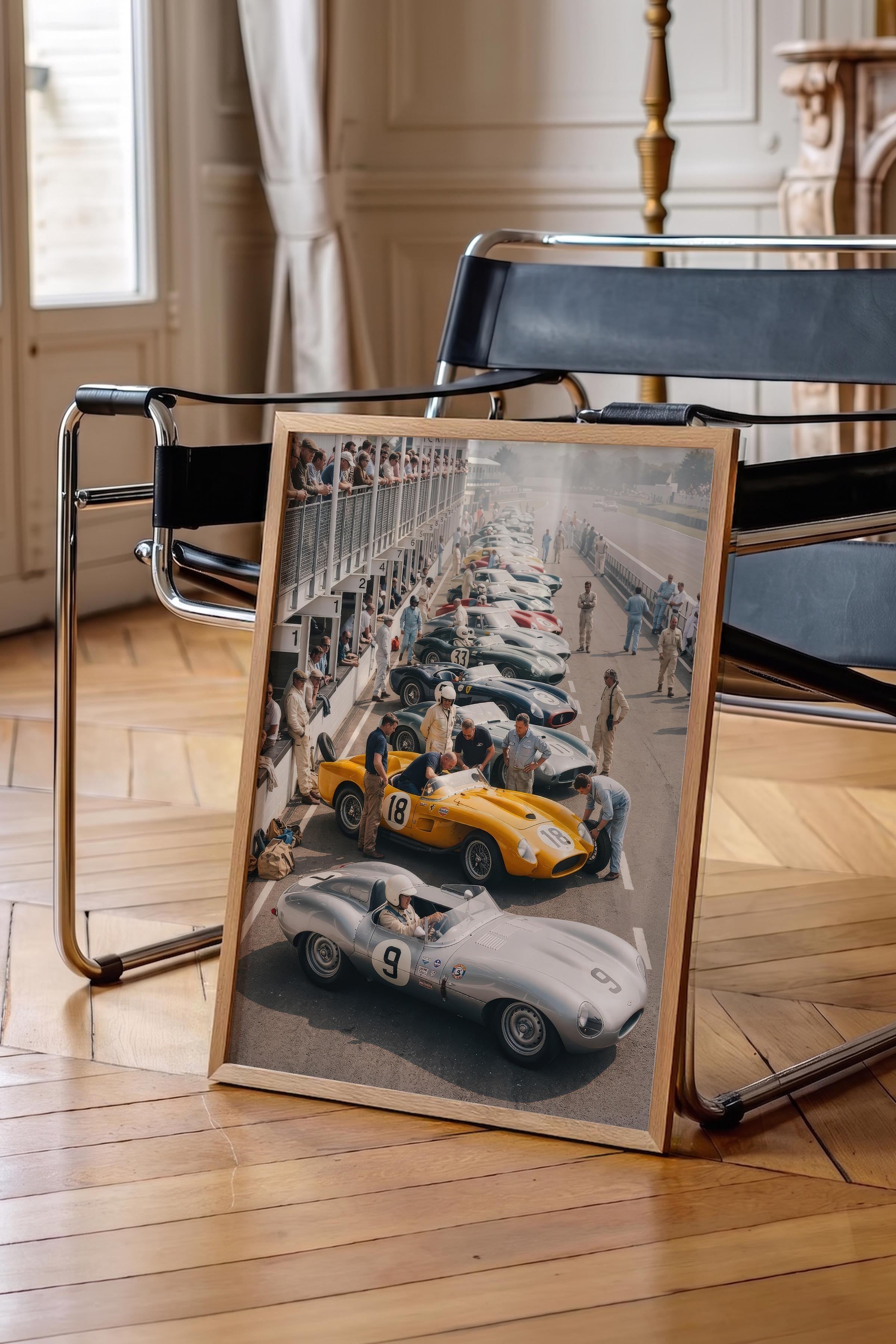 Klasik Yarış Arabaları Posteri, Ahşap Çerçeveli Poster, Old Money Serisi, NO:113132