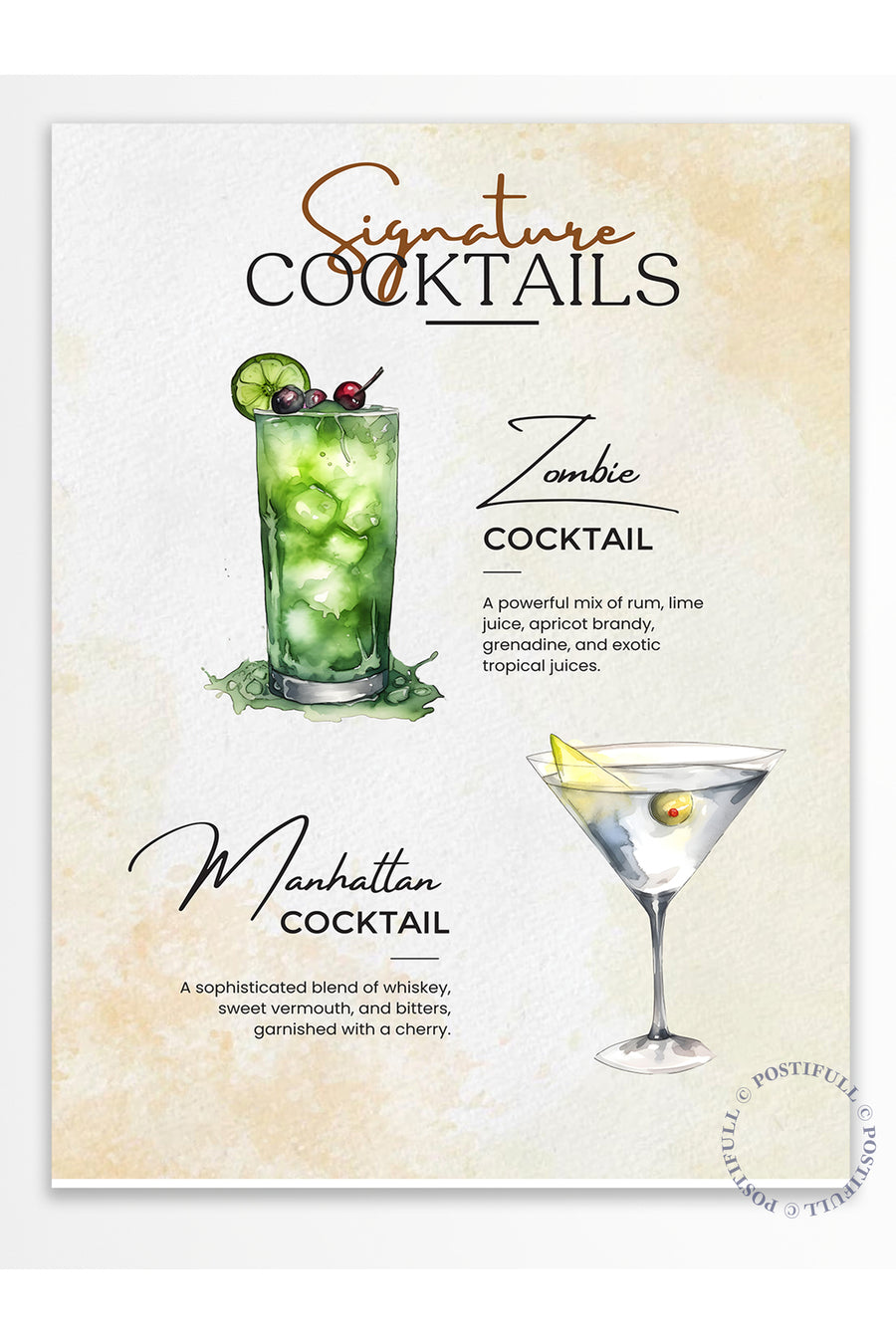 Signature Cocktails Çerçevesiz Poster