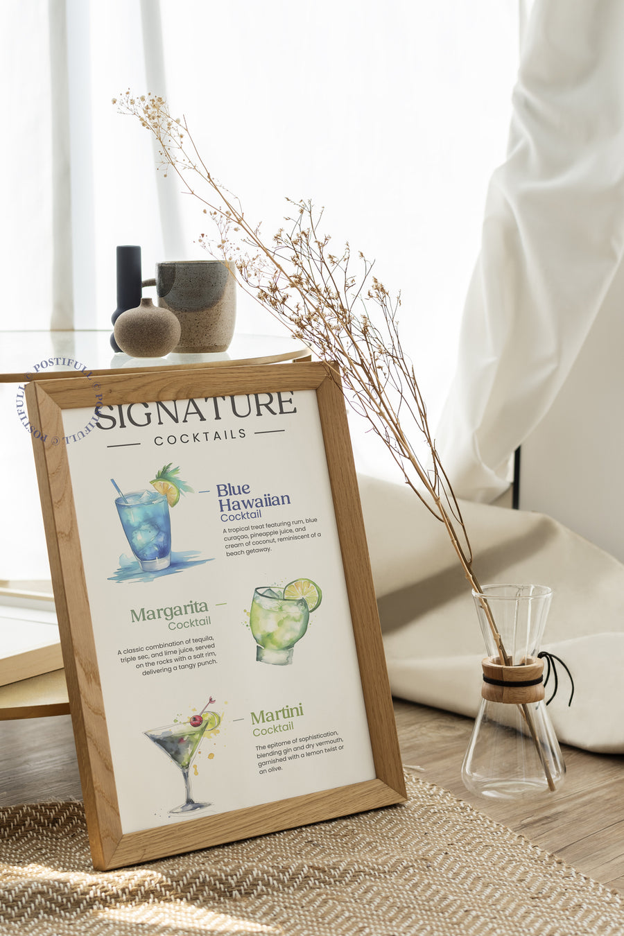 Farklı Tonlarda SIGNATURE COCKTAILS Çerçevesiz Poster