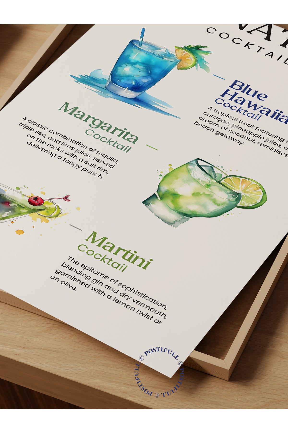 Kokteyl Temalı Duvar Posteri - Çerçevesiz Poster, Mutfak, Salon, Yatak Odası Duvar Dekoru