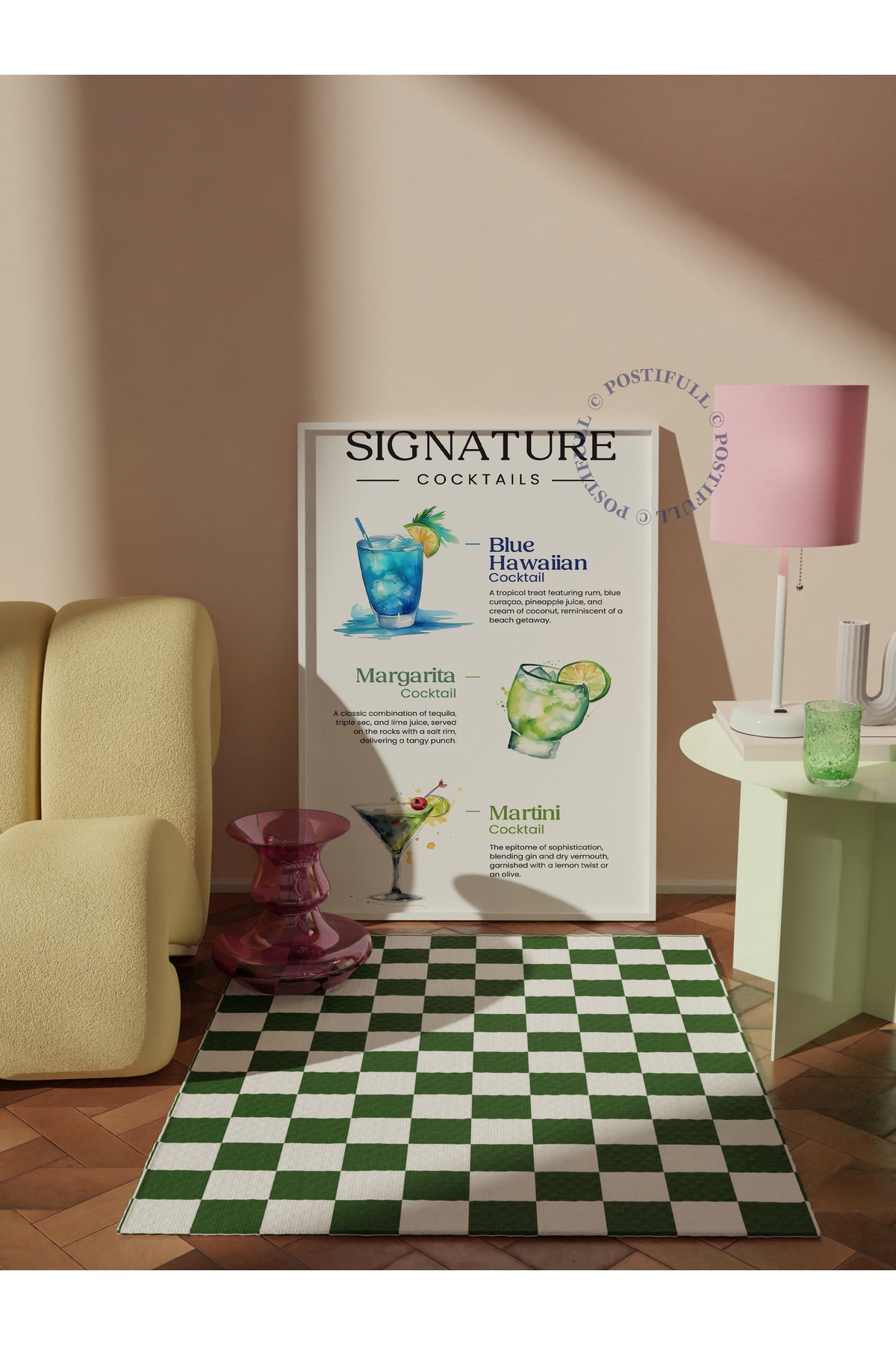 Kokteyl Temalı Duvar Posteri - Çerçevesiz Poster, Mutfak, Salon, Yatak Odası Duvar Dekoru