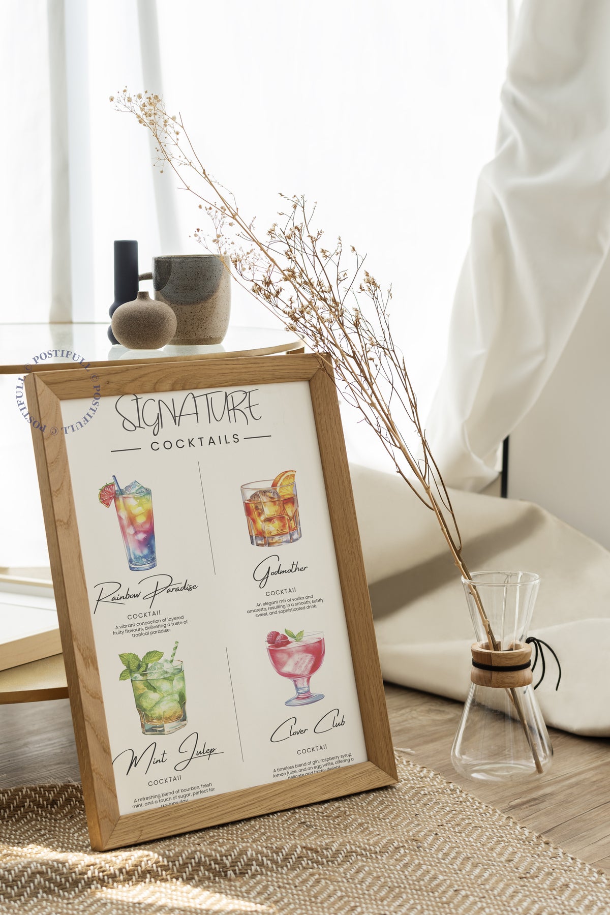Kokteyl Temalı Duvar Posteri - Çerçevesiz Poster, Mutfak, Salon, Yatak Odası Duvar Dekoru
