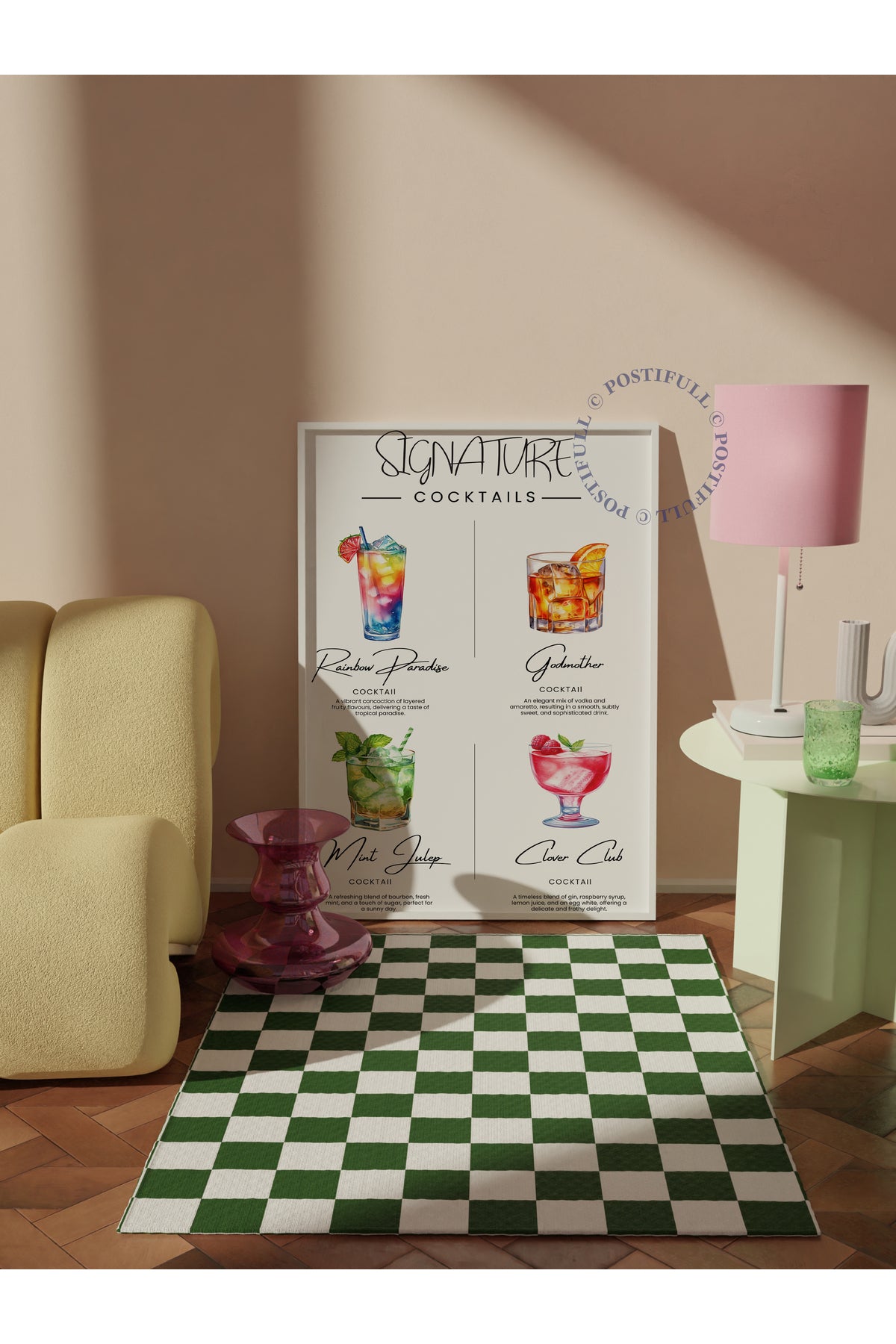 Kokteyl Temalı Duvar Posteri - Çerçevesiz Poster, Mutfak, Salon, Yatak Odası Duvar Dekoru