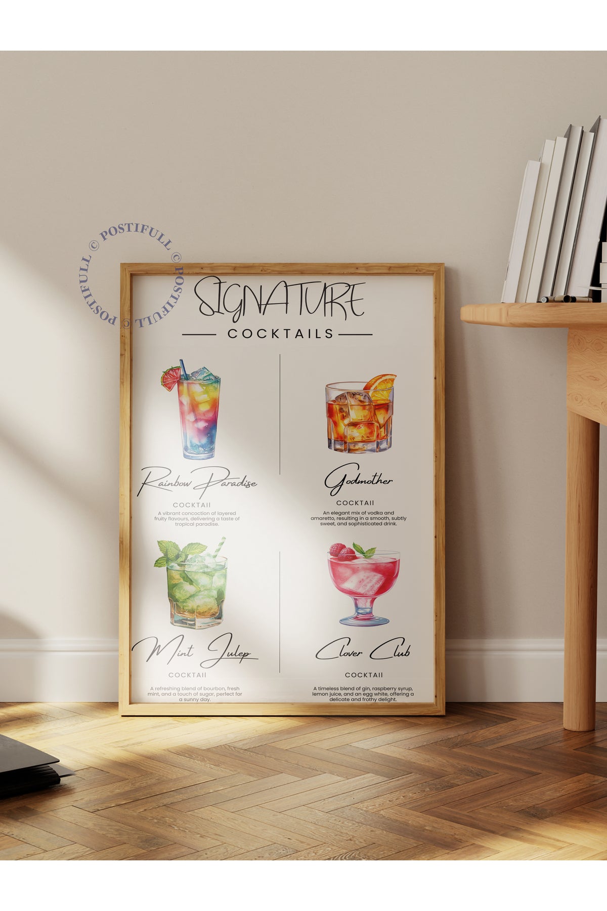 Kokteyl Temalı Duvar Posteri - Çerçevesiz Poster, Mutfak, Salon, Yatak Odası Duvar Dekoru