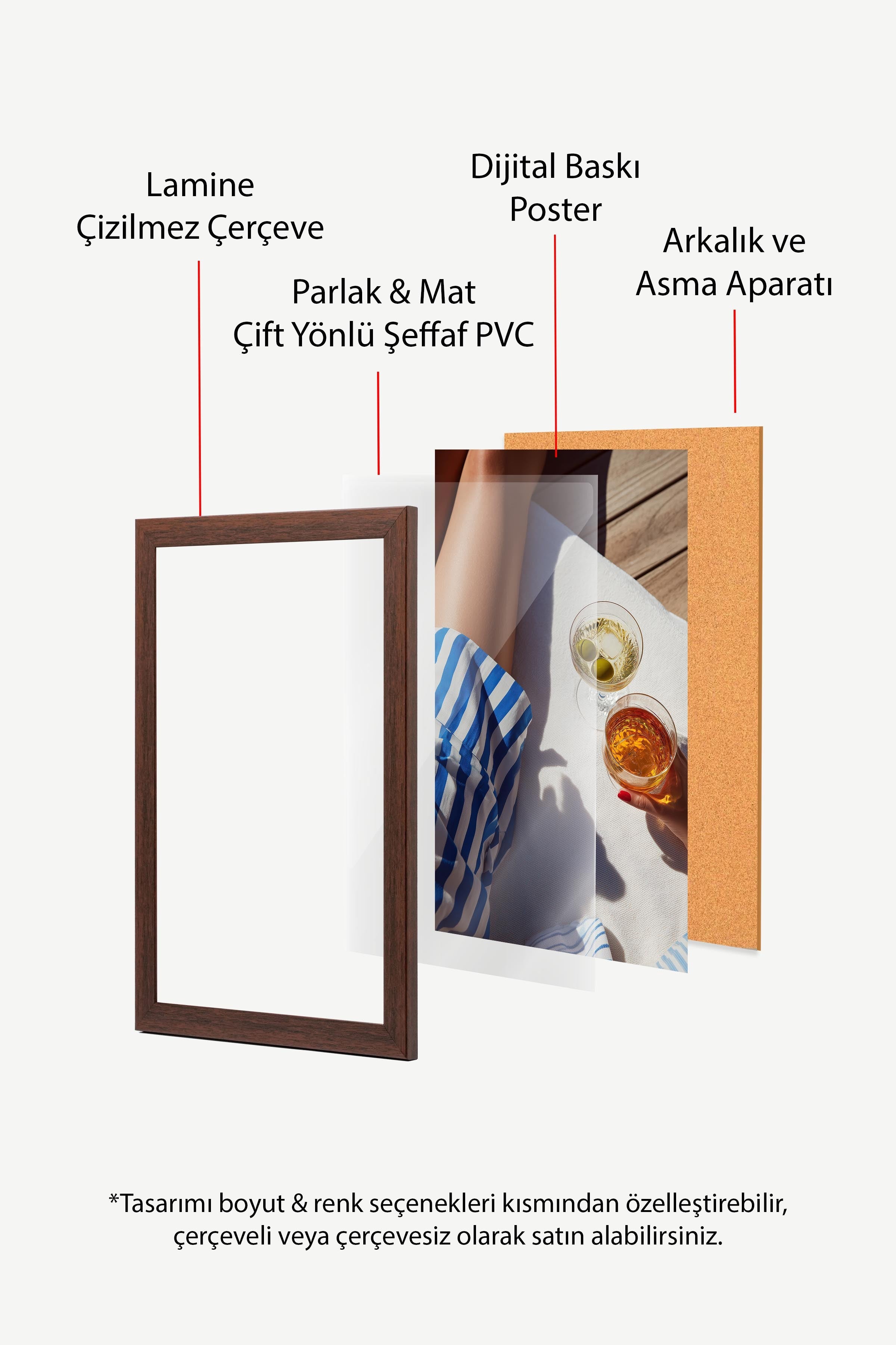 Kokteyl ve Zeytin Posteri, Kahverengi Çerçeveli Poster, Old Money Serisi, NO:113222