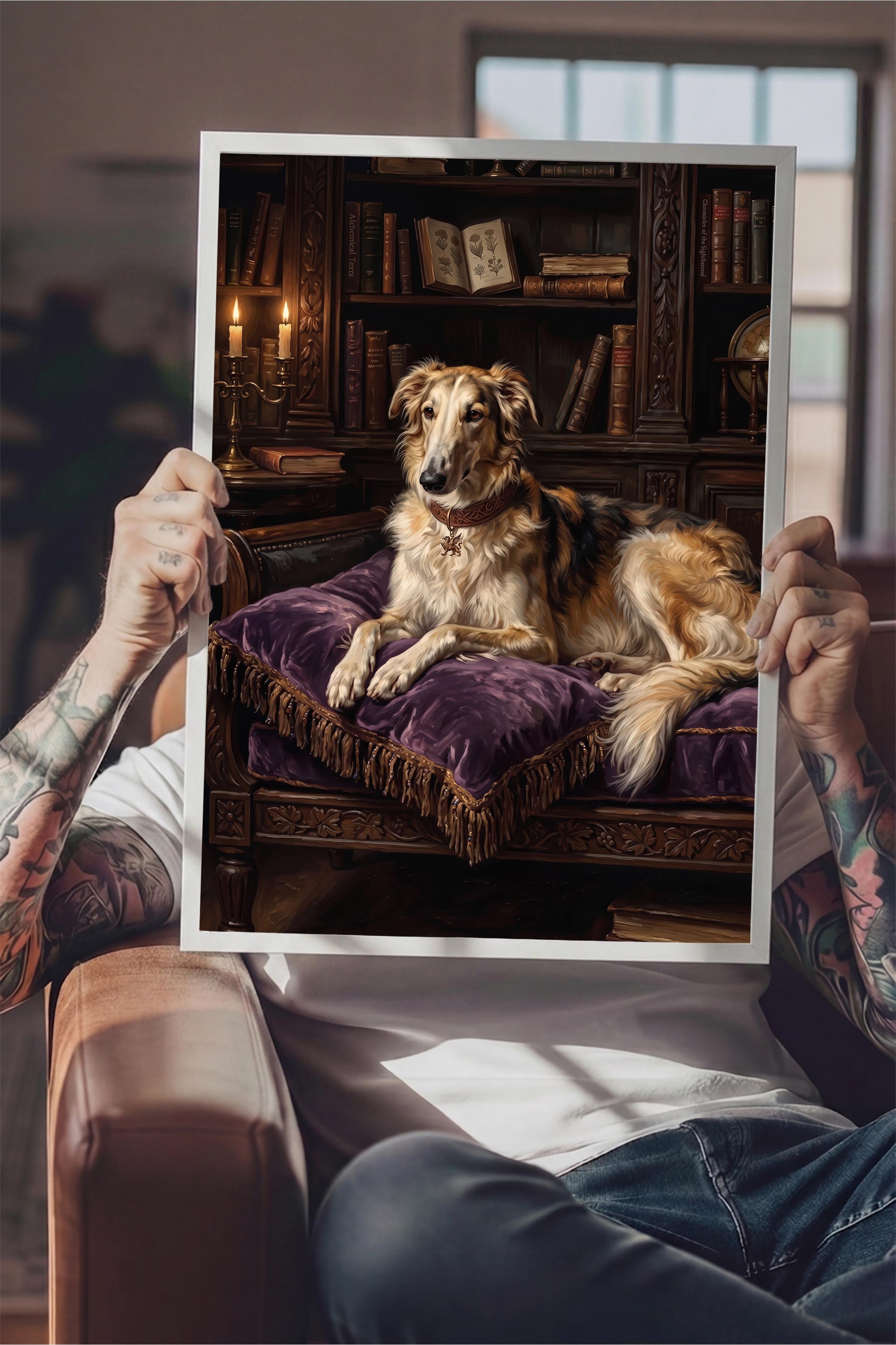 Köpek Posteri, Beyaz Çerçeveli Poster, Old Money Serisi, NO:113201