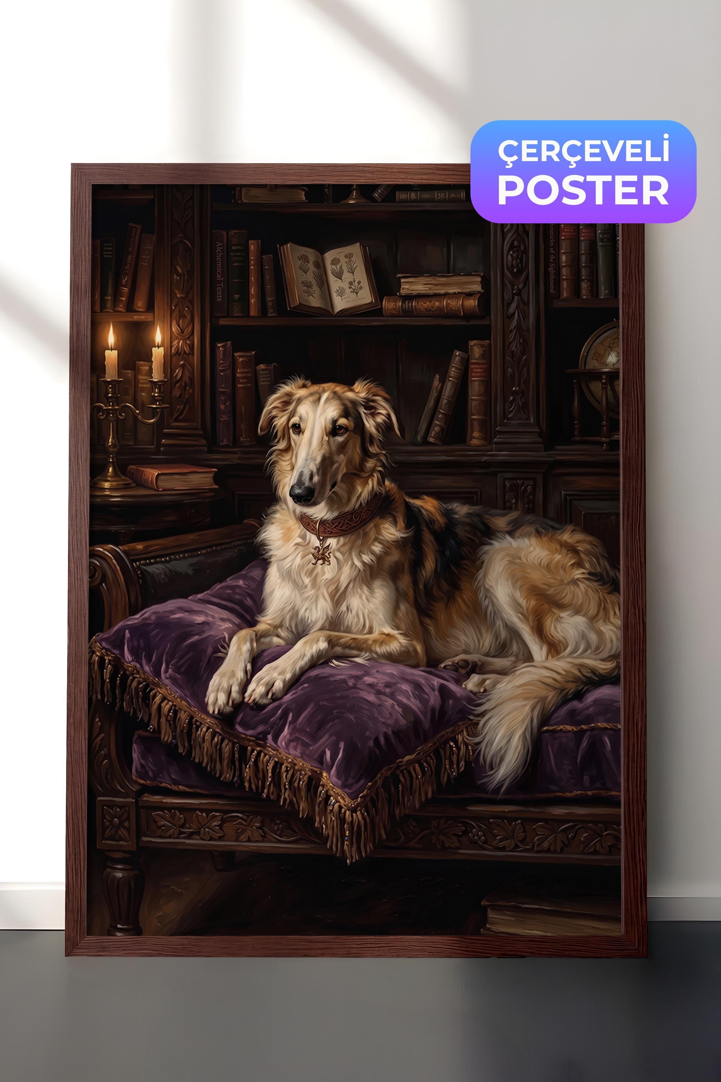 Köpek Posteri, Kahverengi Çerçeveli Poster, Old Money Serisi, NO:113201