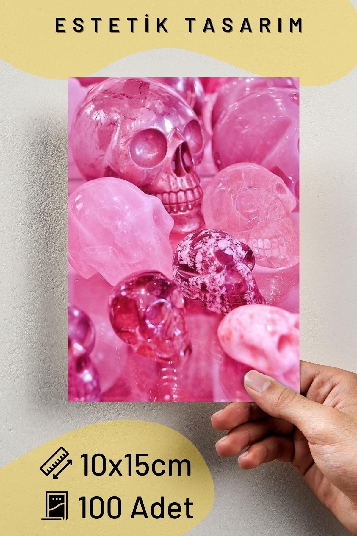 Koyu Pembe Poster Seti - Arkası Yapışkanlı Renkli Poster Kolaj Seti - 100 Adet - 10cm*15cm - Kutulu