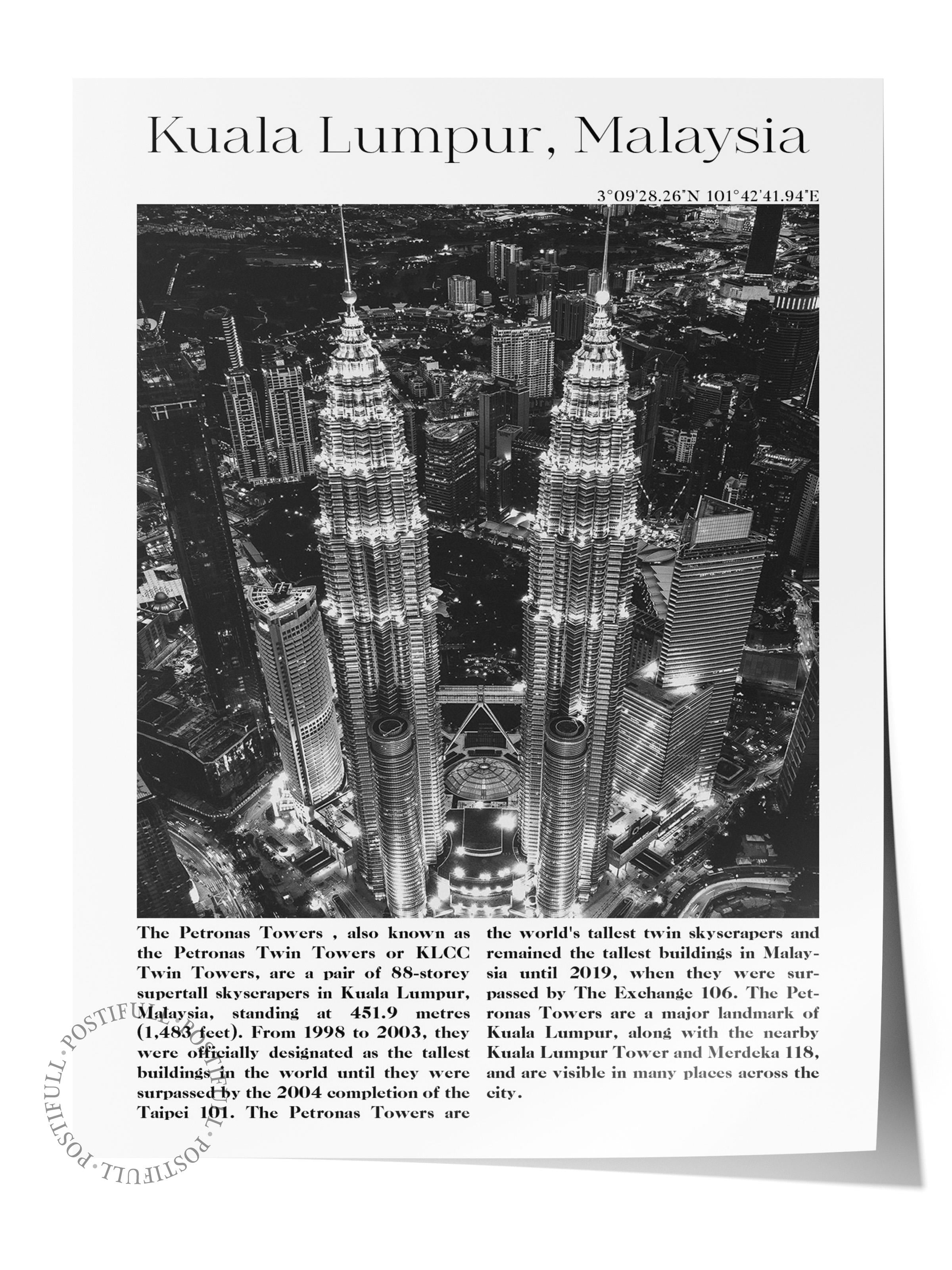 Kuala Lumpur - Malezya, Şehir Temalı Poster, Çerçevesiz Duvar Posteri, NO:30018