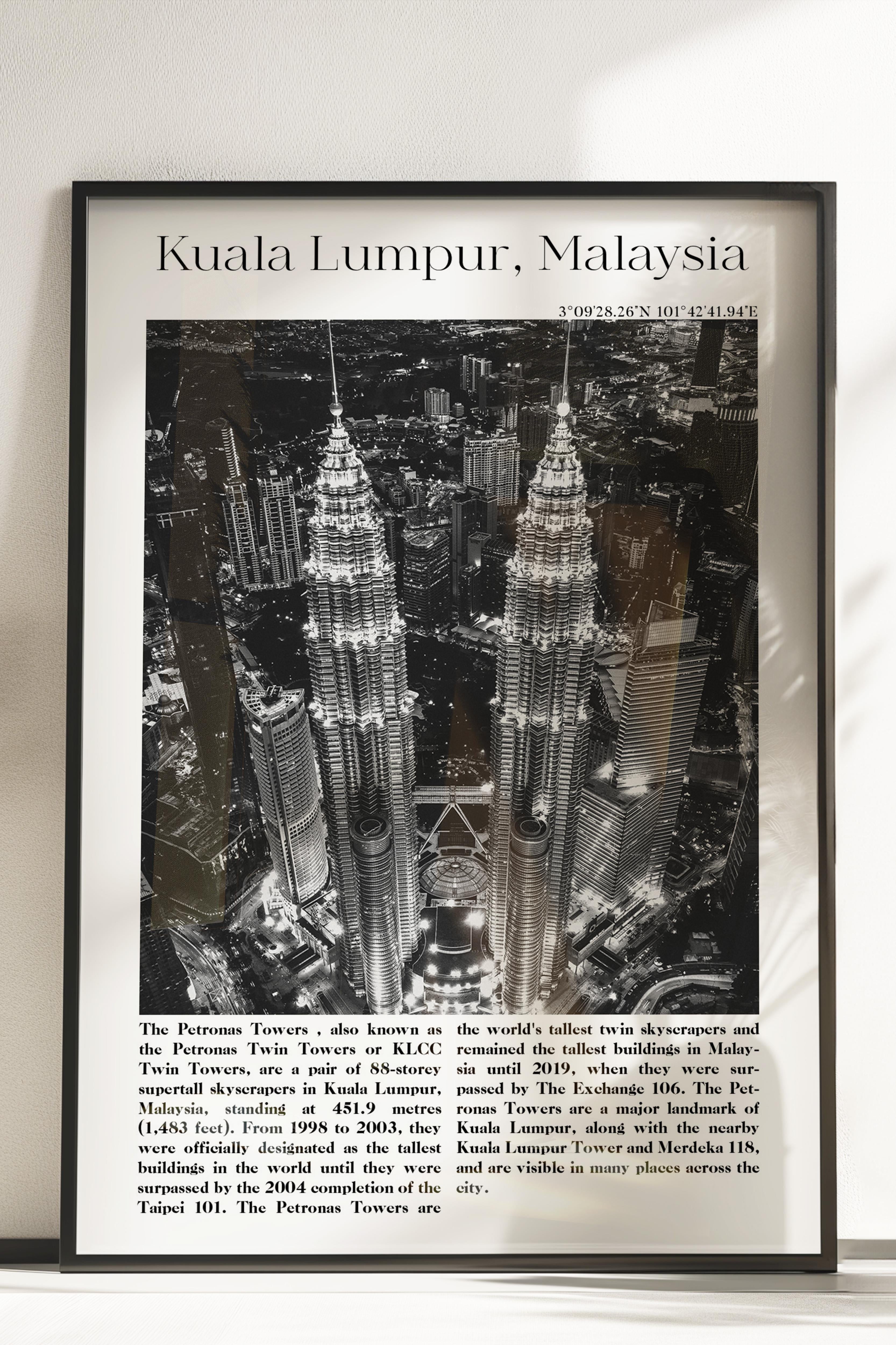 Kuala Lumpur - Malezya, Şehir Temalı Poster, Çerçevesiz Duvar Posteri, NO:30018