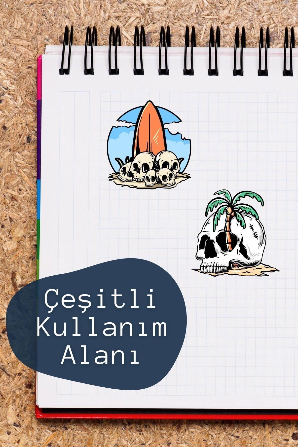 Kuru Kafa Sahil Sticker Seti - 6 Adet Etiket Seti- Telefon, Tablet, Defter Laptop Uyumlu Etiket