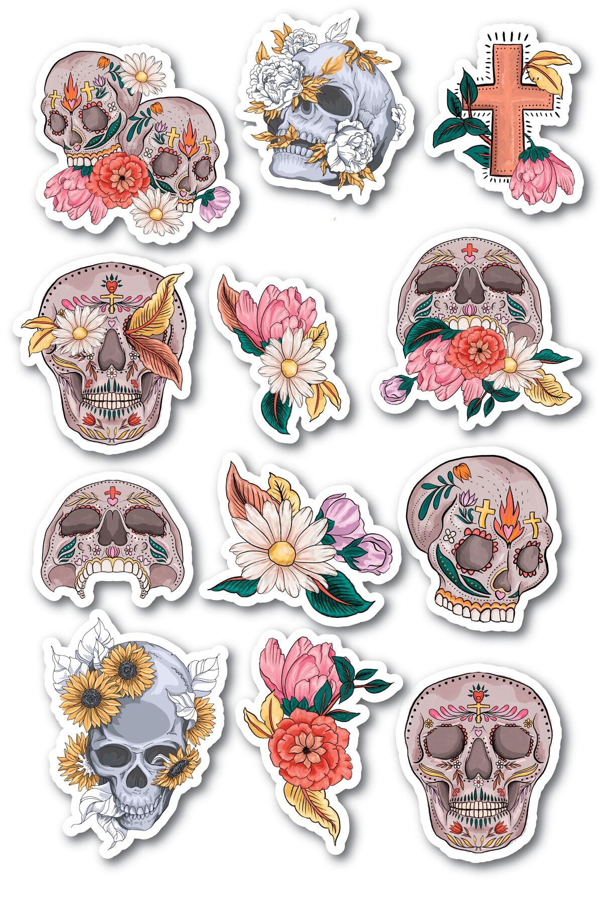 Kuru Kafa Temalı Sticker Seti - 12 Adet Etiket Seti- Telefon, Tablet, Defter Laptop Uyumlu Etiket