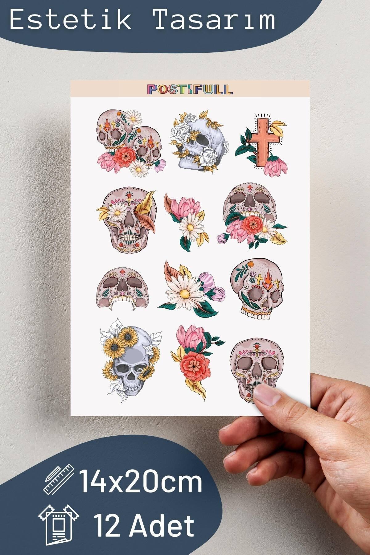 Kuru Kafa Temalı Sticker Seti - 12 Adet Etiket Seti- Telefon, Tablet, Defter Laptop Uyumlu Etiket