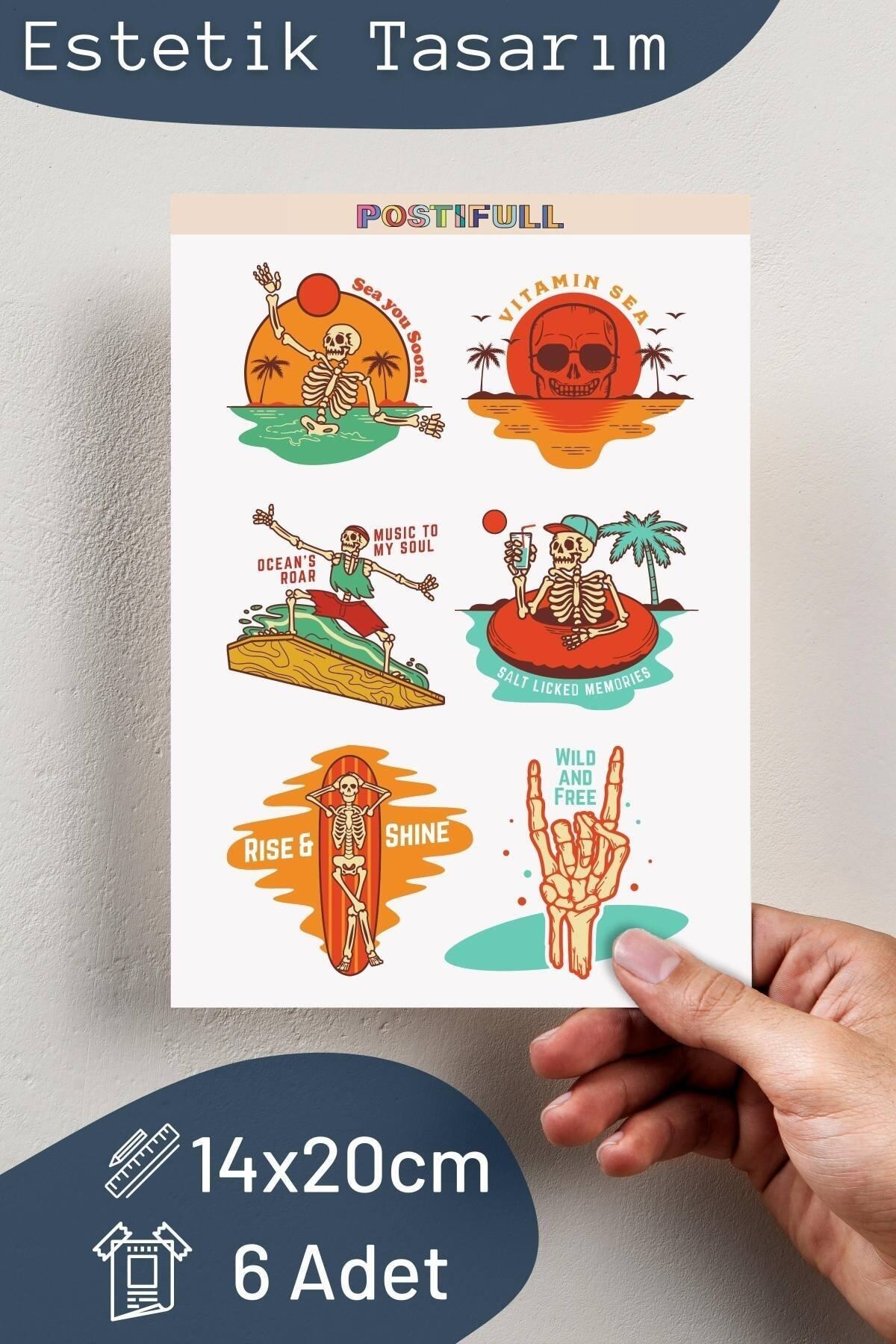 Kuru Kafa Temalı Sticker Seti - 6 Adet Etiket Seti- Telefon, Tablet, Defter Laptop Uyumlu Etiket