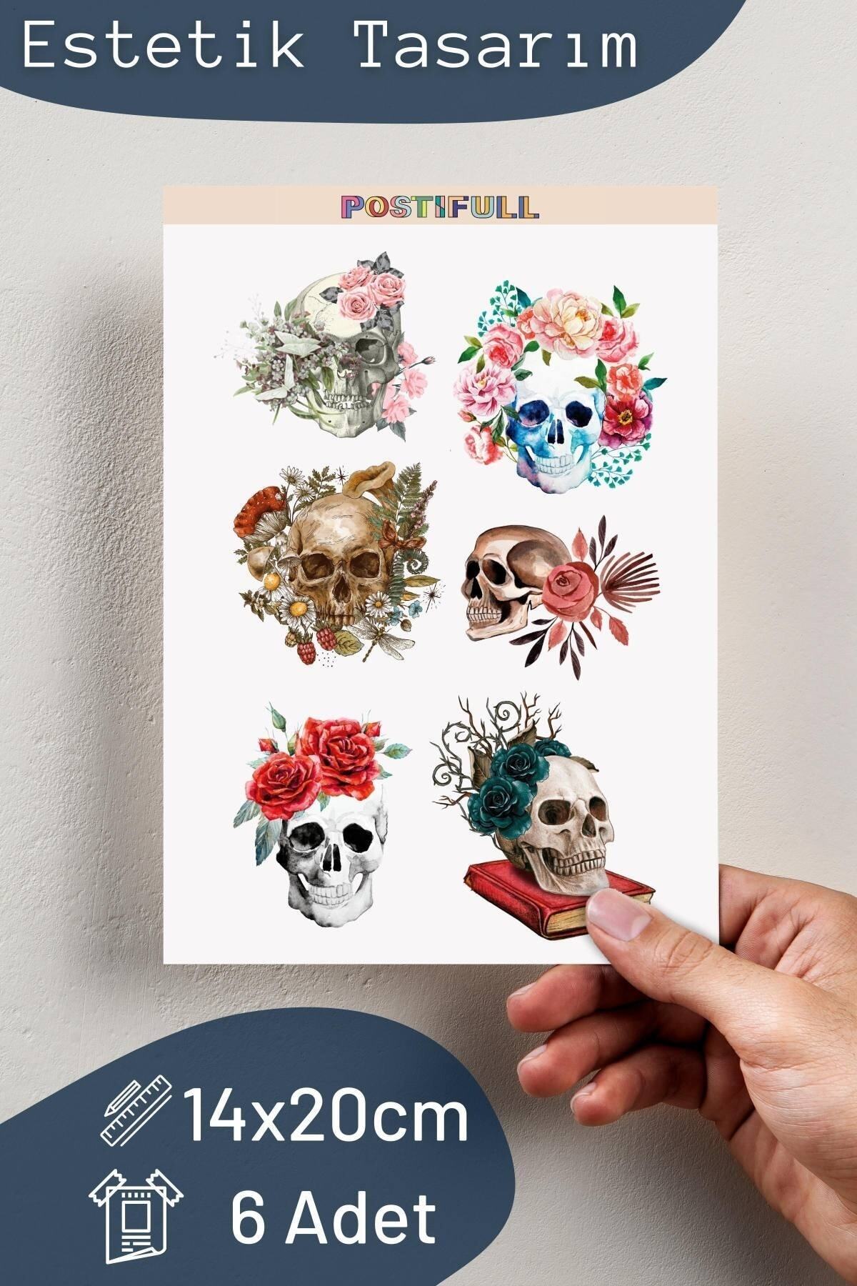 Kuru Kafa Temalı Sticker Seti - 6 Adet Etiket Seti- Telefon, Tablet, Defter Laptop Uyumlu Etiket