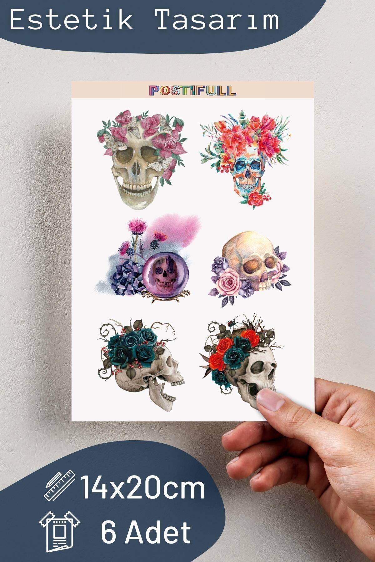 Kuru Kafa Temalı Sticker Seti - 6 Adet Etiket Seti- Telefon, Tablet, Defter Laptop Uyumlu Etiket