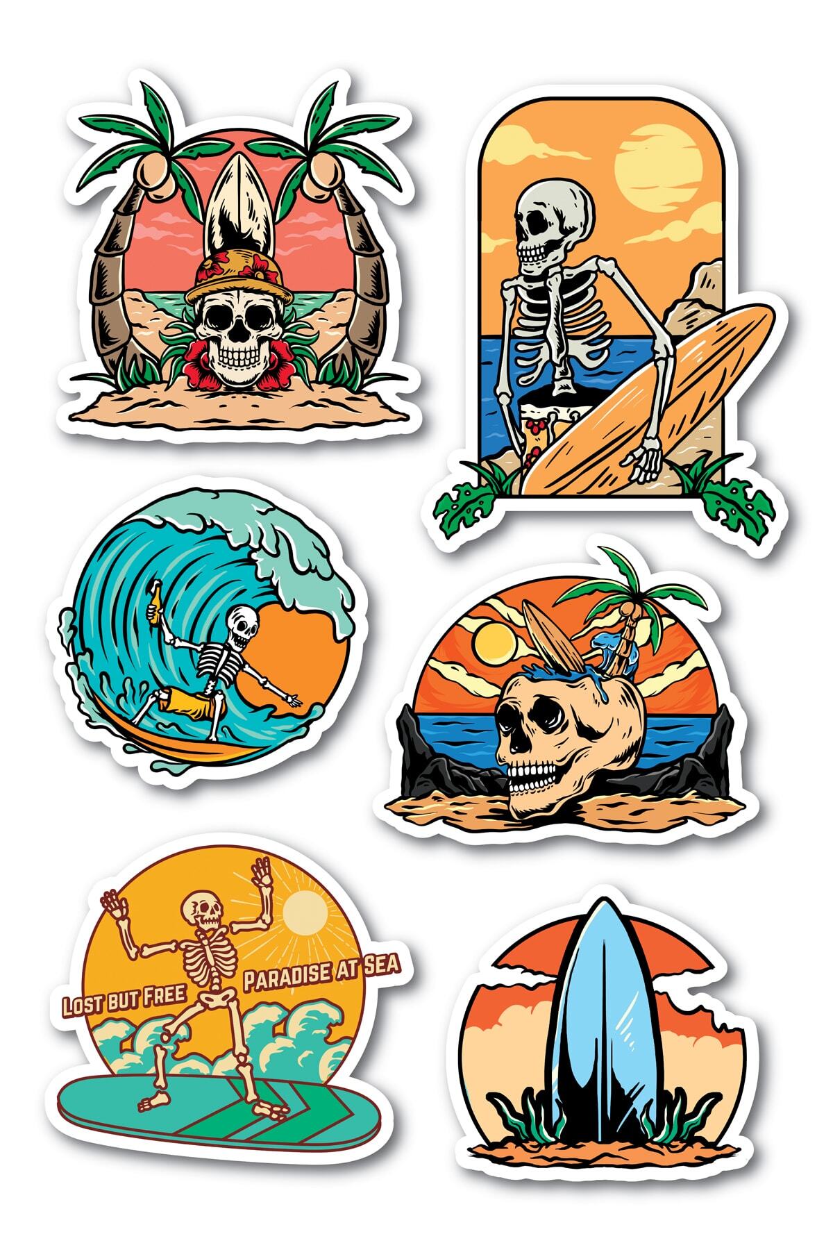 Kuru Kafa Temalı Sticker Seti - 6 Adet Etiket Seti- Telefon, Tablet, Defter Laptop Uyumlu Etiket