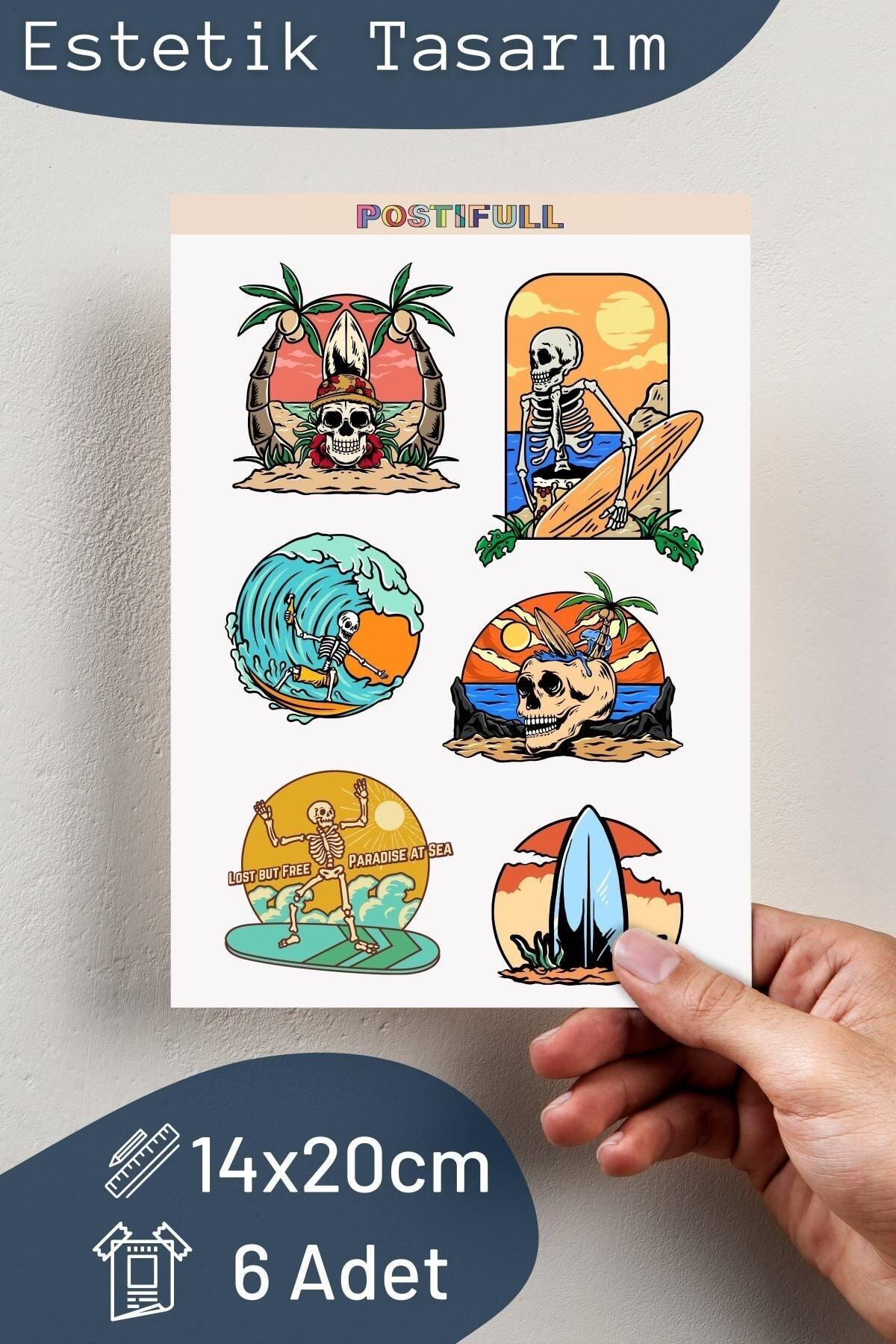 Kuru Kafa Temalı Sticker Seti - 6 Adet Etiket Seti- Telefon, Tablet, Defter Laptop Uyumlu Etiket