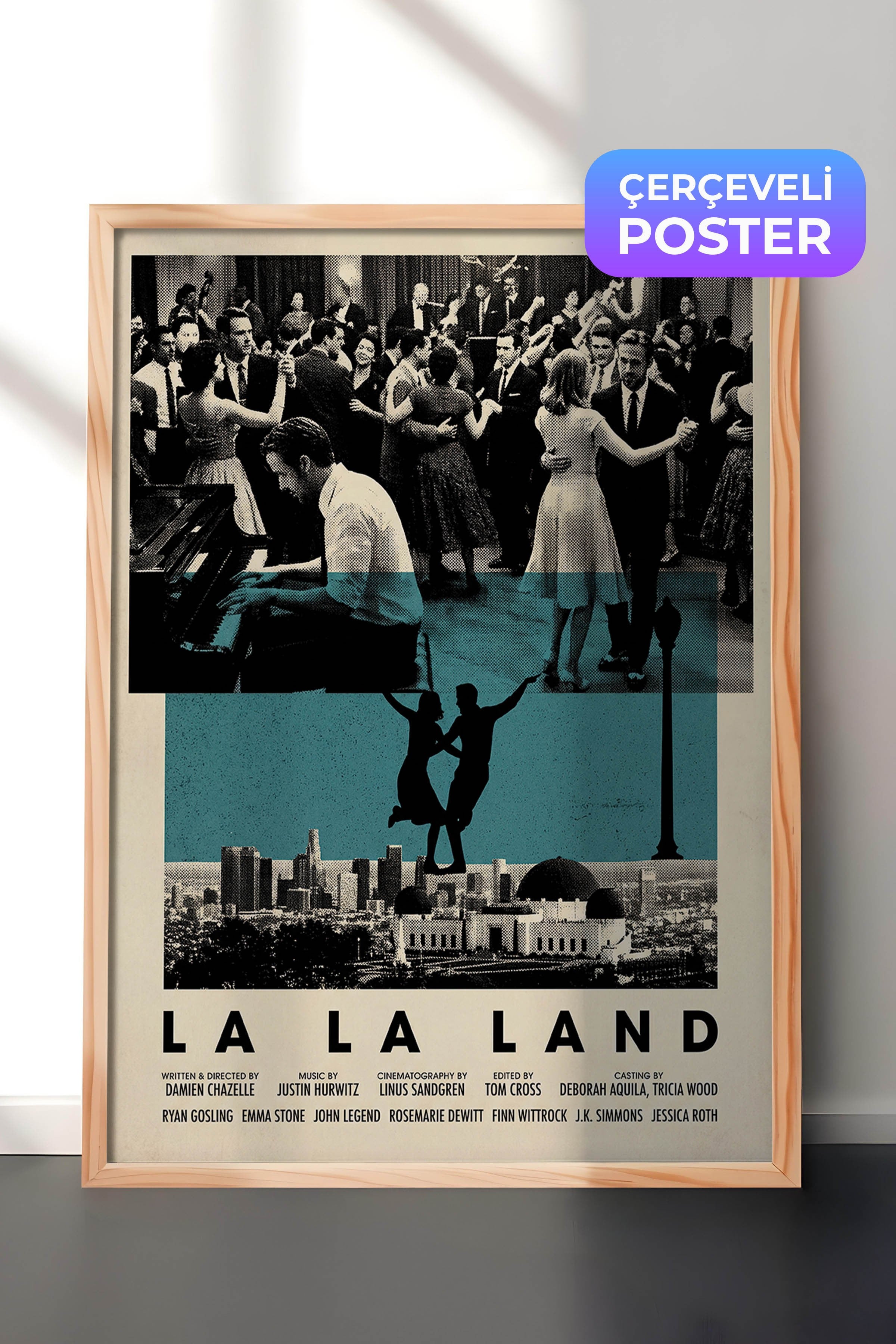 La La Land Ahşap Çerçeveli Poster, Sinema ve Dizi Tablo, Film Dizi Afişleri NO:112829