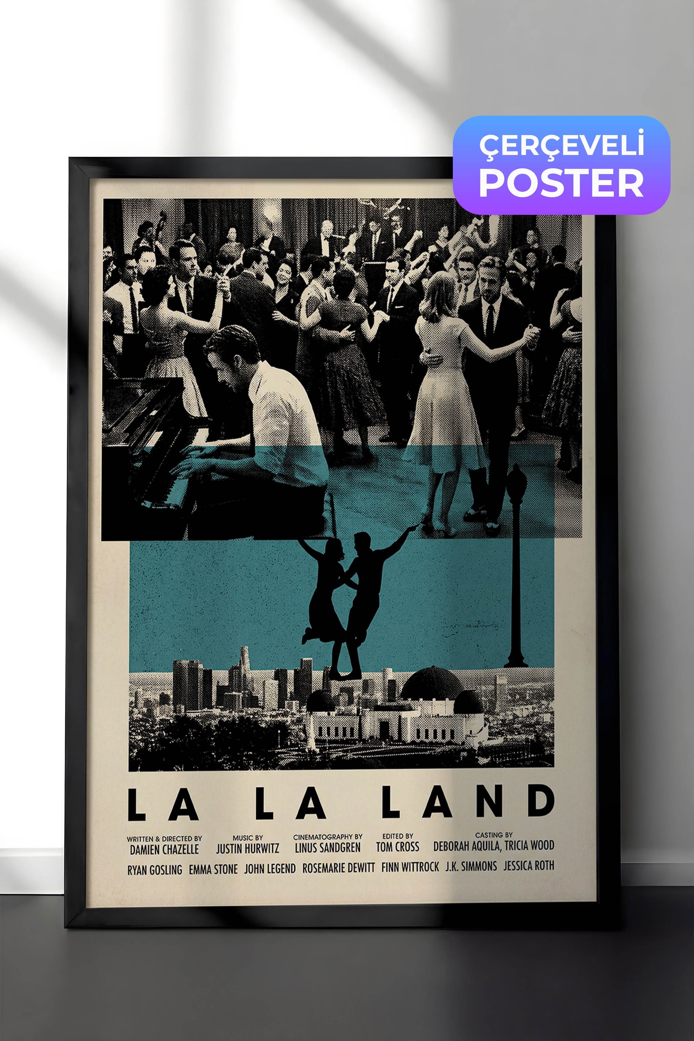 La La Land Siyah Çerçeveli Poster, Sinema ve Dizi Tablo, Film Dizi Afişleri NO:112829