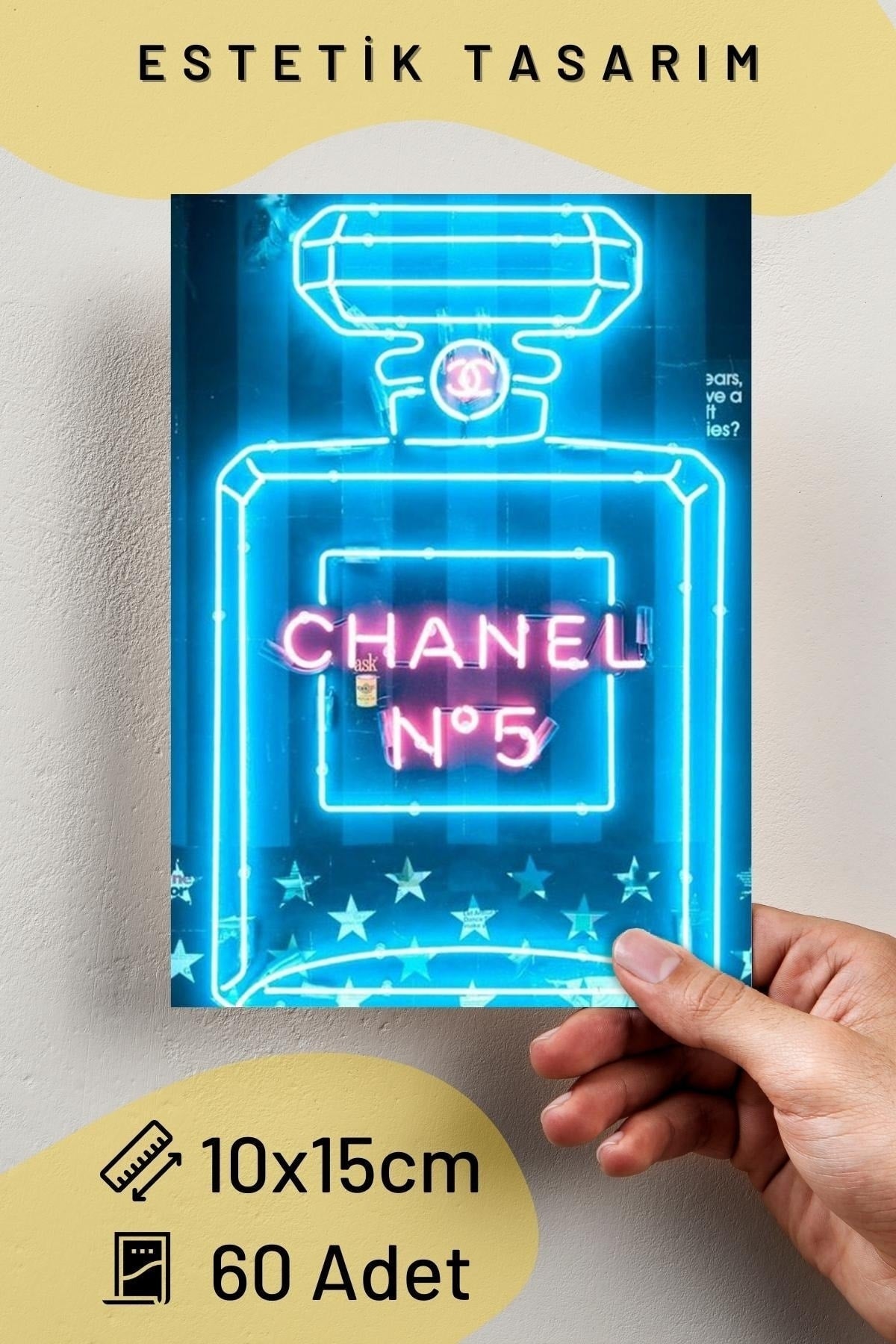 Lacivert Duvar Poster Seti - 60 Adet - Arkası Yapışkanlıf Kolaj Seti - 10cm*15cm - Kutulu Set