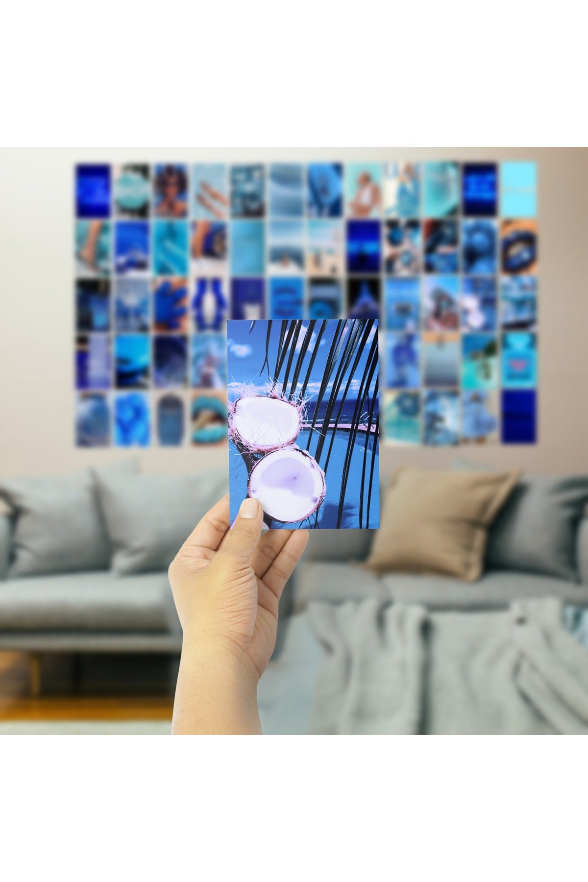Lacivert Duvar Poster Seti - 60 Adet - Arkası Yapışkanlıf Kolaj Seti - 10cm*15cm - Kutulu Set