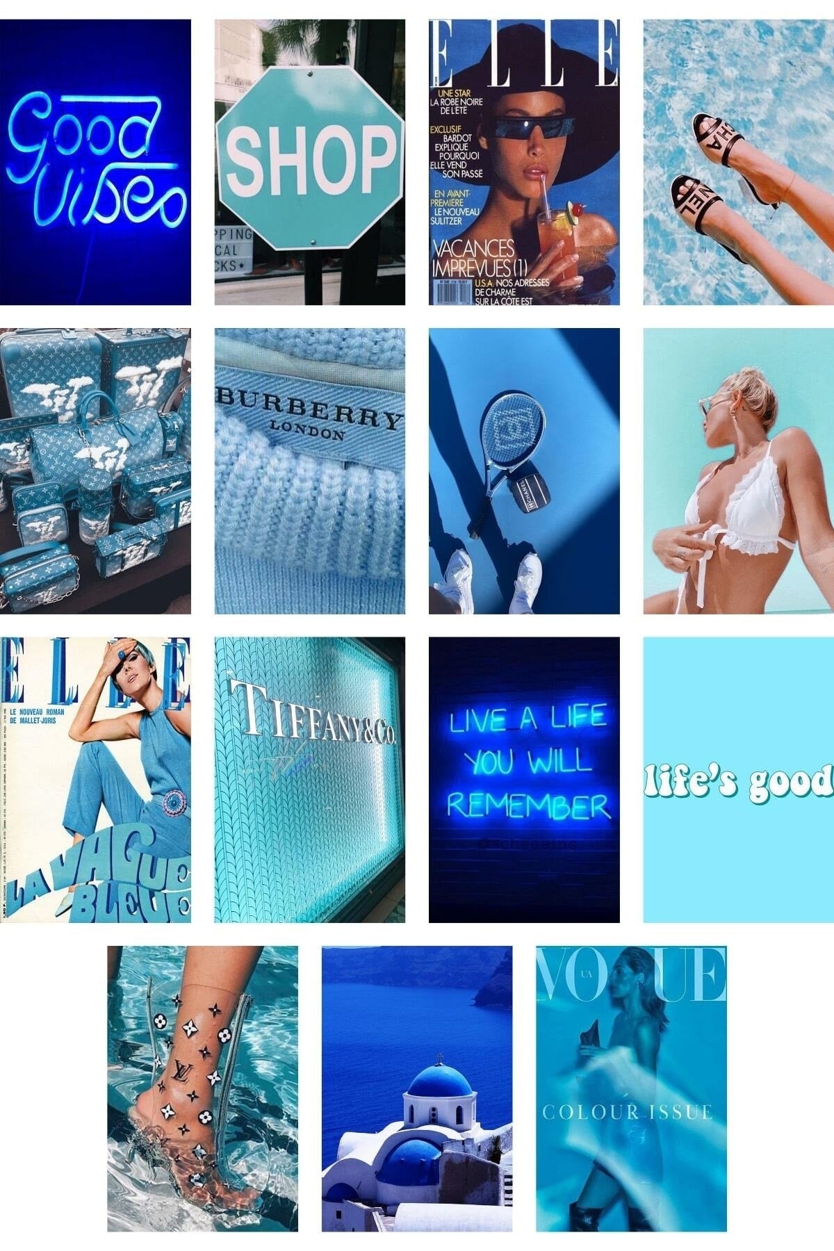 Lacivert Duvar Poster Seti - 60 Adet - Arkası Yapışkanlıf Kolaj Seti - 10cm*15cm - Kutulu Set