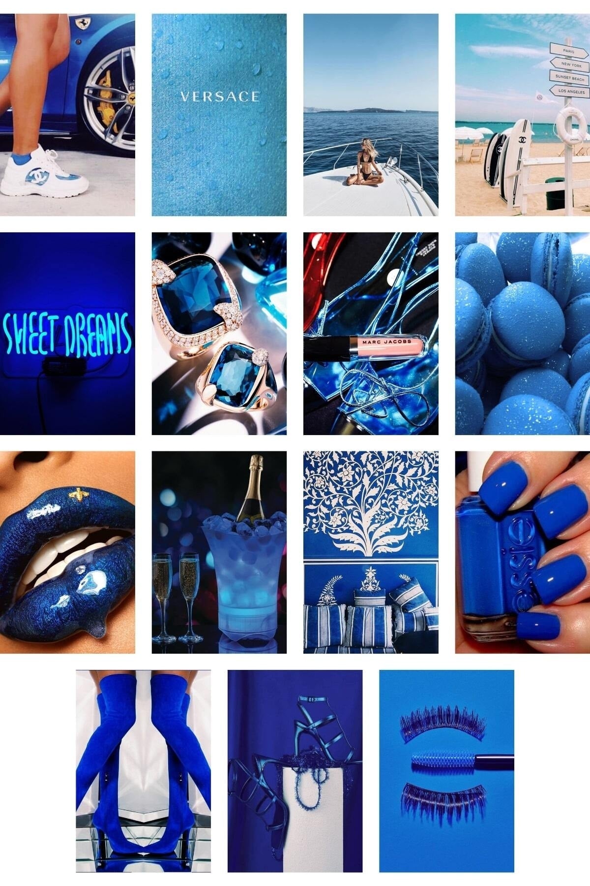 Lacivert Duvar Poster Seti - 60 Adet - Arkası Yapışkanlıf Kolaj Seti - 10cm*15cm - Kutulu Set