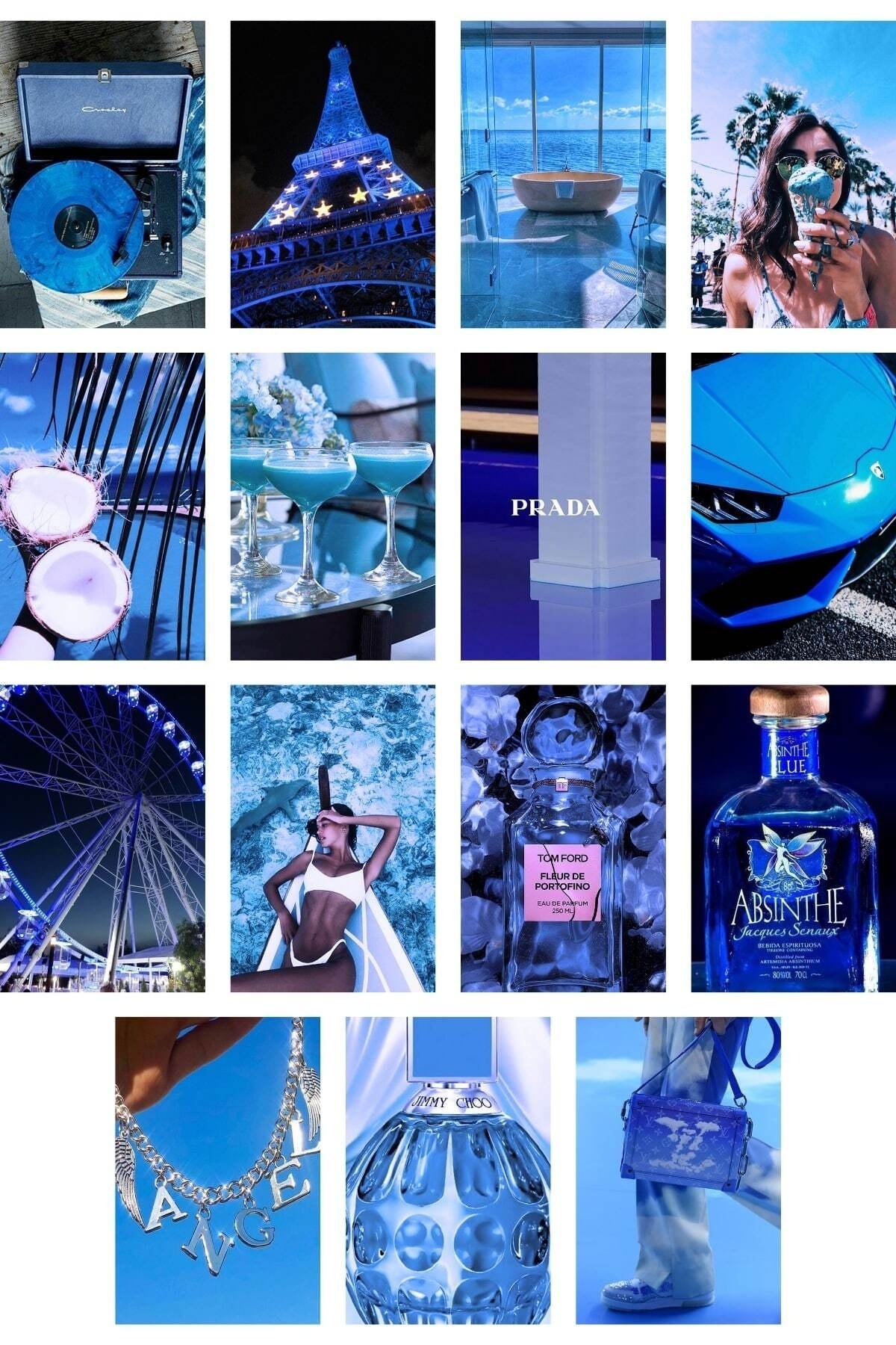 Lacivert Duvar Poster Seti - 60 Adet - Arkası Yapışkanlıf Kolaj Seti - 10cm*15cm - Kutulu Set