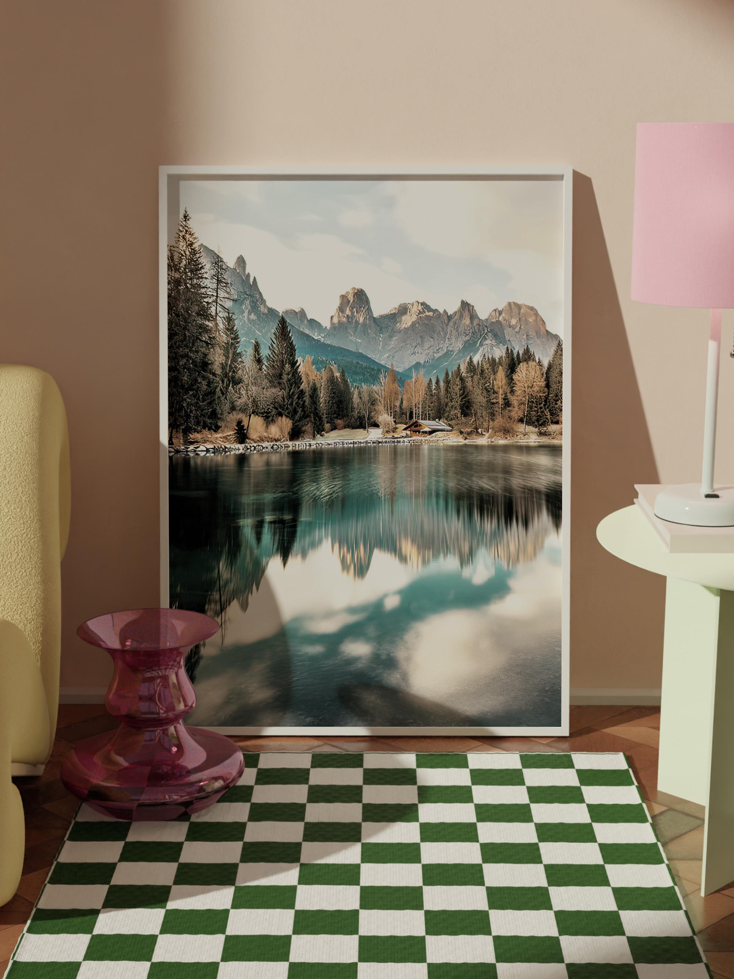 Lake House Çerçeveli Tablo, Beyaz Çerçeve ve Poster, Dikey Duvar Tablosu Comfort Serisi NO:108365