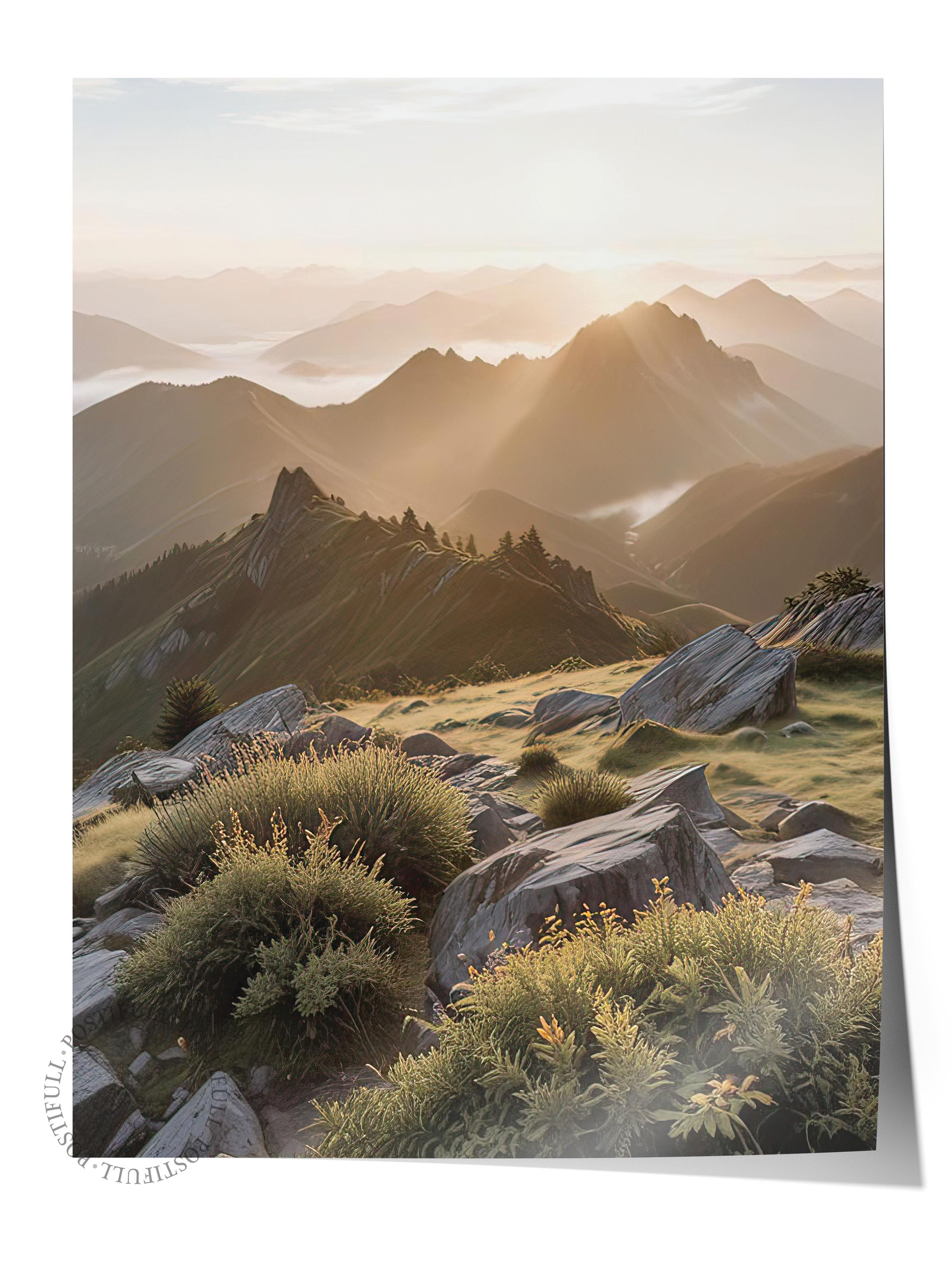 Landscape Sunrise Poster, Çerçevesiz Duvar Posteri, Dikey Duvar Tablosu Comfort Serisi NO:108342