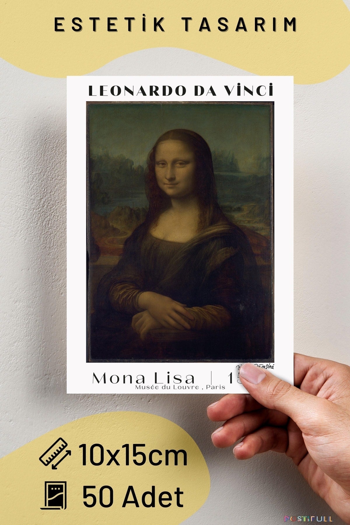 Leonardo Da Vinci Kolaj Seti, Sanatsal Poster Kartları, Bant Hediyeli - 50 Adet 10*15cm