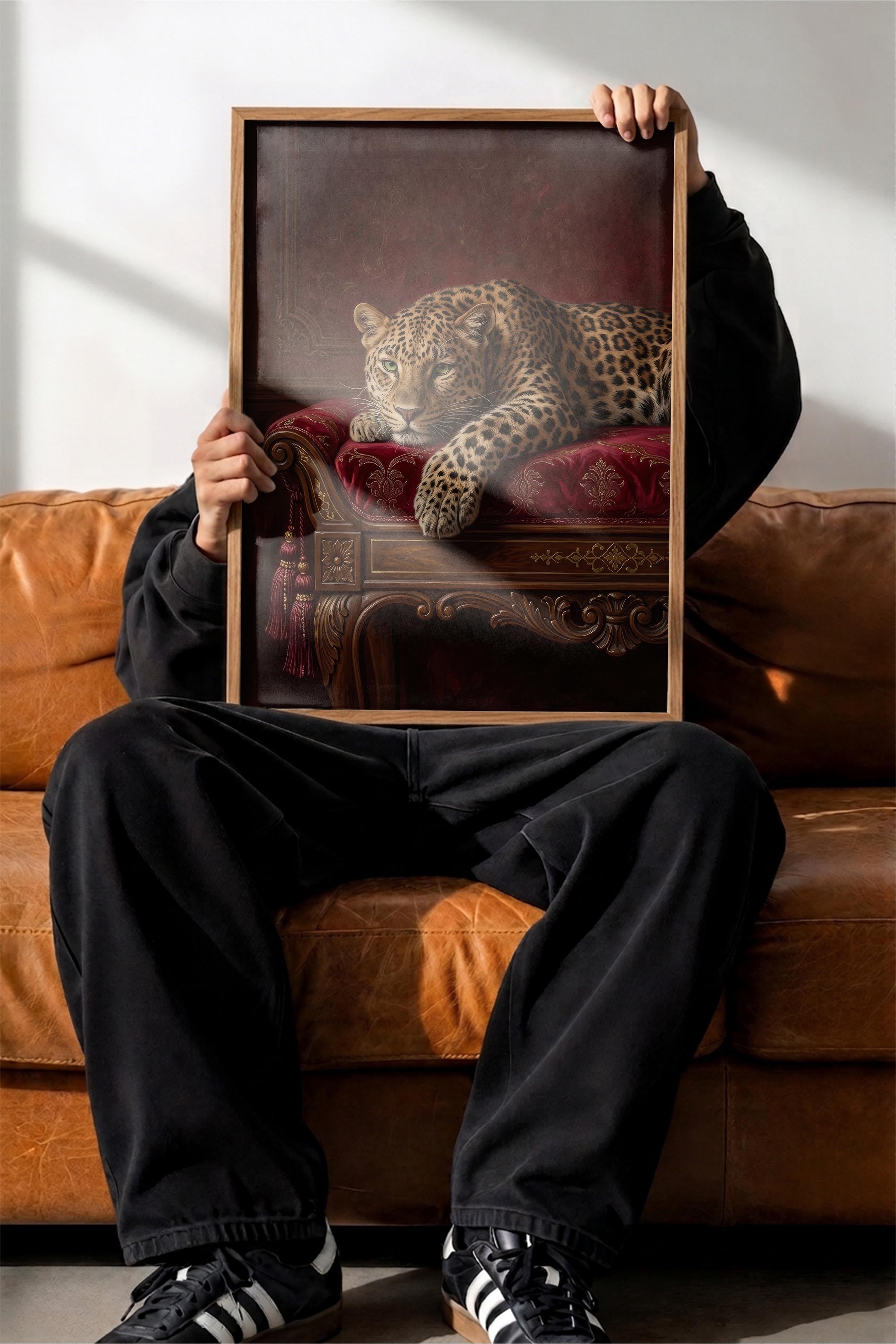 Leopar Posteri, Ahşap Çerçeveli Poster, Old Money Serisi, NO:113158