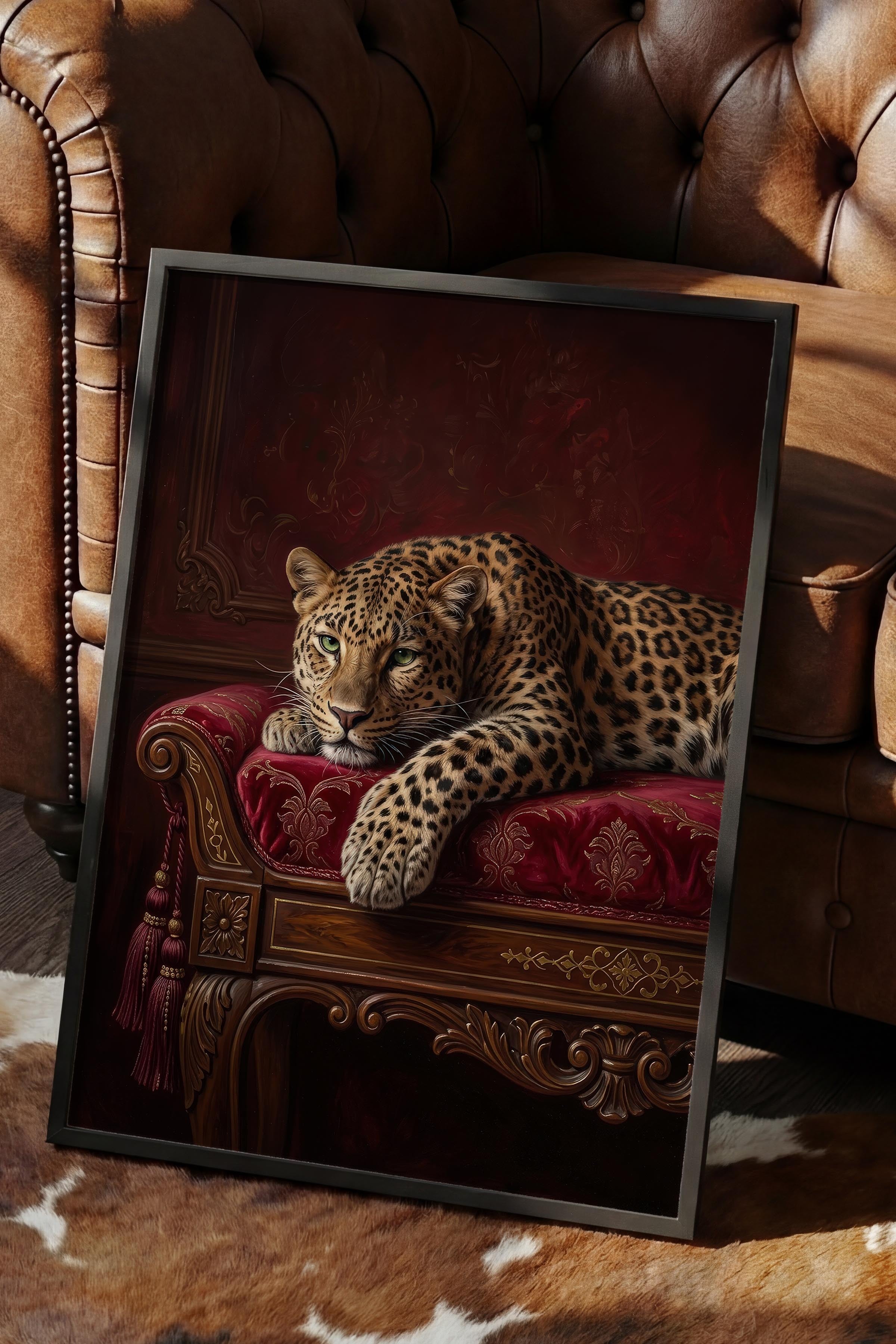 Leopar Posteri, Siyah Çerçeveli Poster, Old Money Serisi, NO:113158