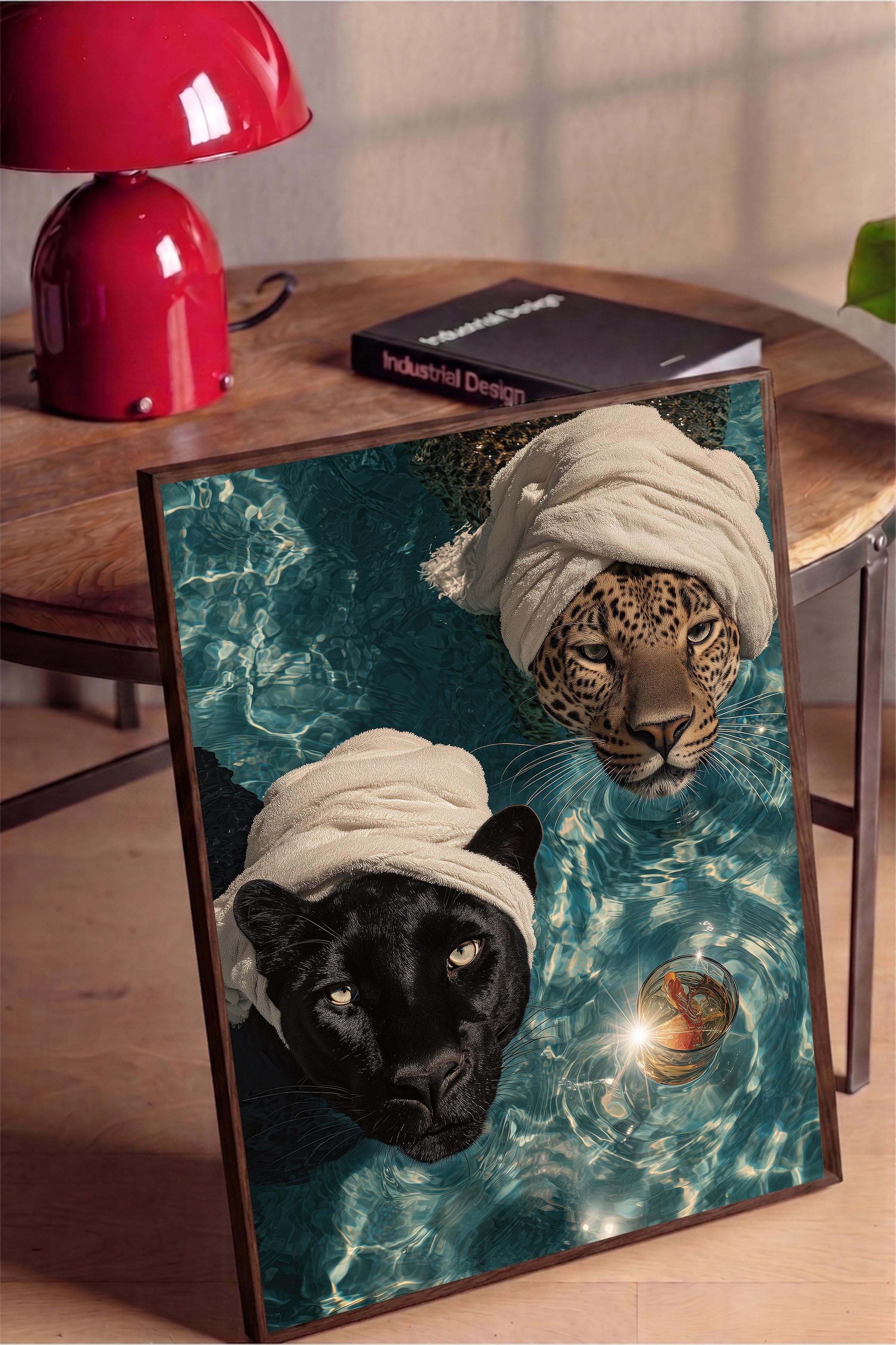 Leopar ve Panter Posteri, Kahverengi Çerçeveli Poster, Old Money Serisi, NO:113232