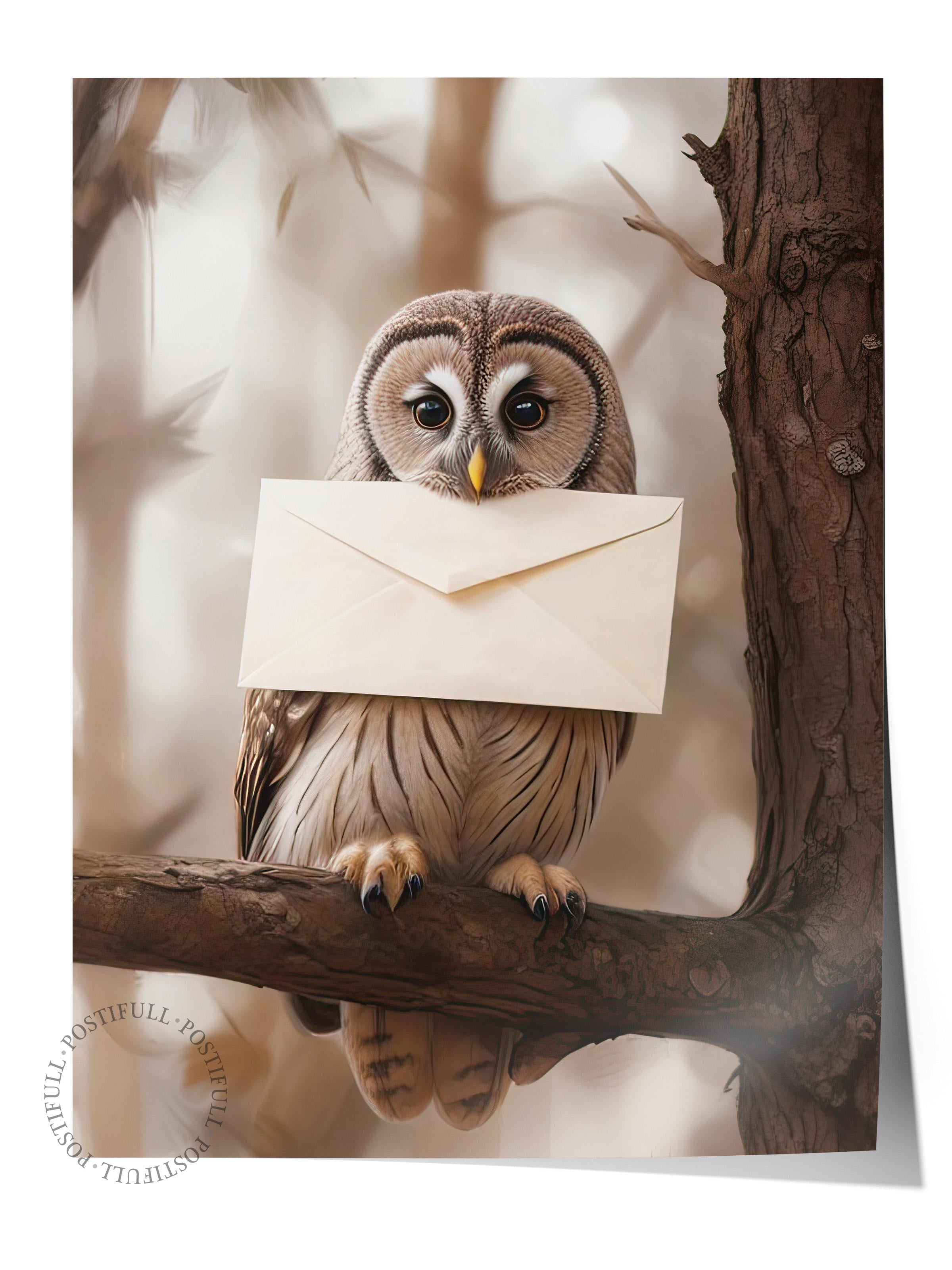 Letter Owl Poster, Çerçevesiz Duvar Posteri, Dikey Duvar Tablosu Comfort Serisi NO:108291