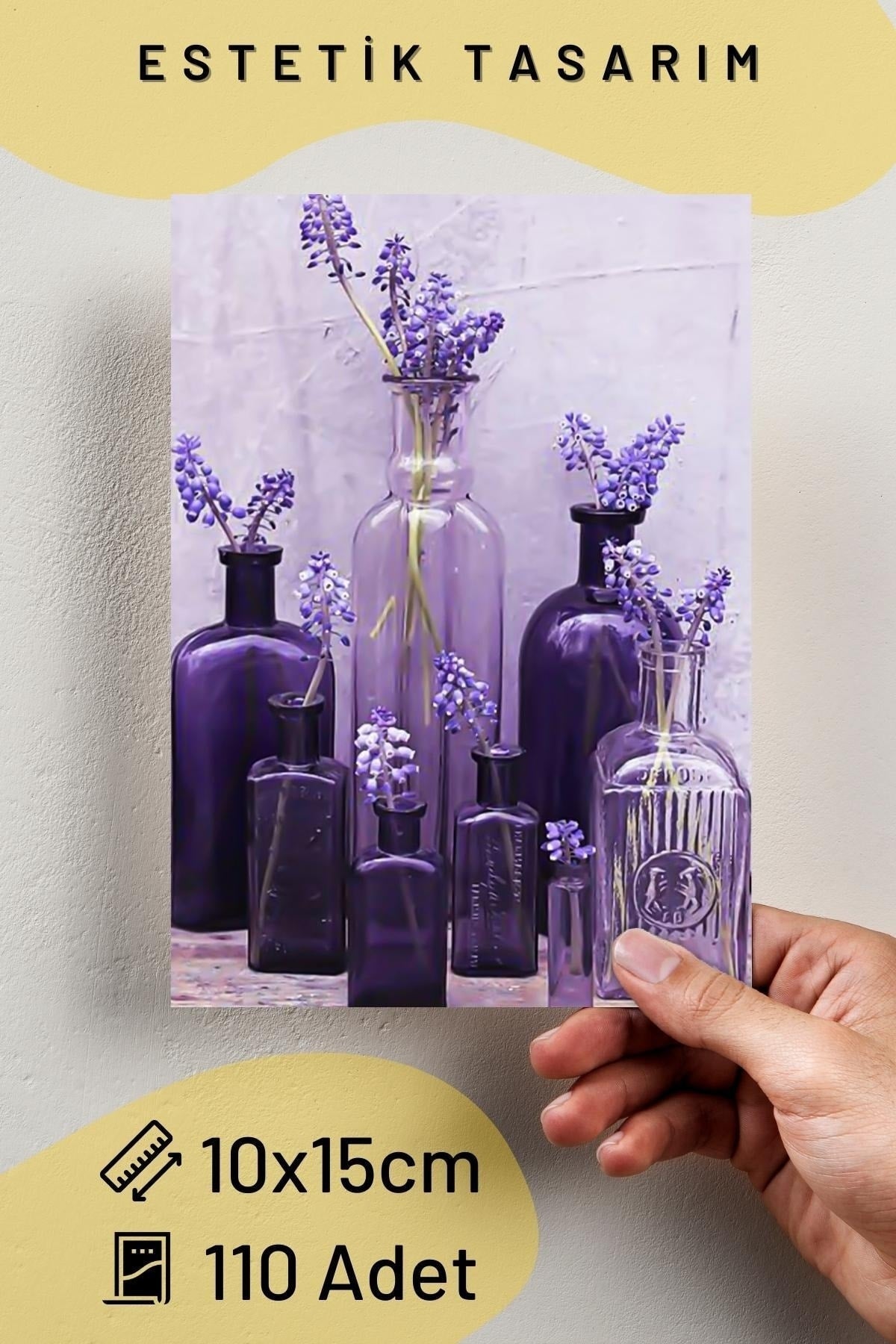 Lila Poster Seti - Arkası Yapışkanlı Kolaj Seti - 110 Adet - Soft Duvar Posteri - 10cm*15cm - Kutulu