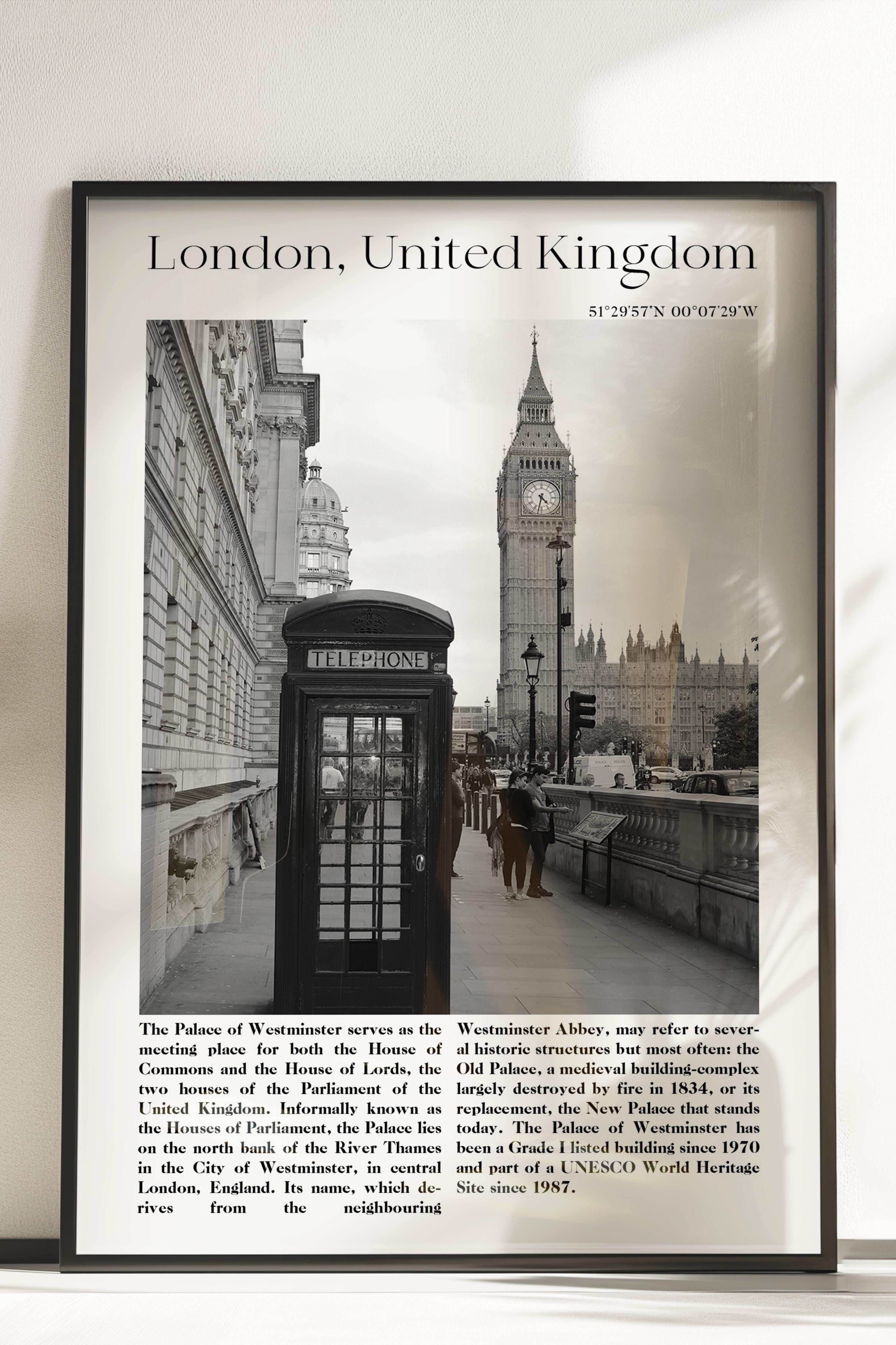 Londra - İngiltere, Şehir Temalı Poster, Çerçevesiz Duvar Posteri, NO:30022